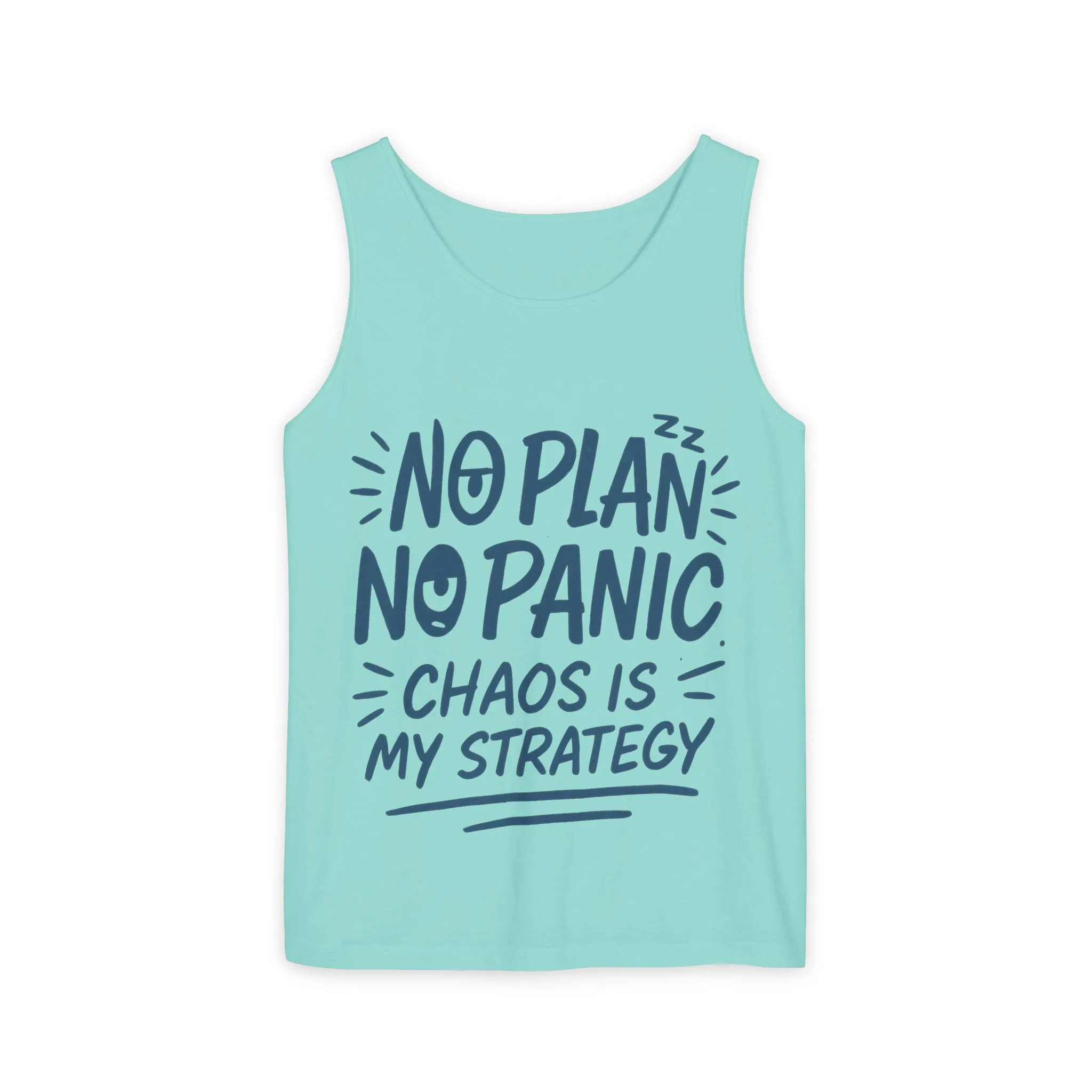 Funny Women's Tank, Chaos Strategy T-Shirt, No Plan No Panic Quote Shirt, Cute Tee for Women, Humorous Gift Idea, Casual Relaxed Fit Top - Image 23