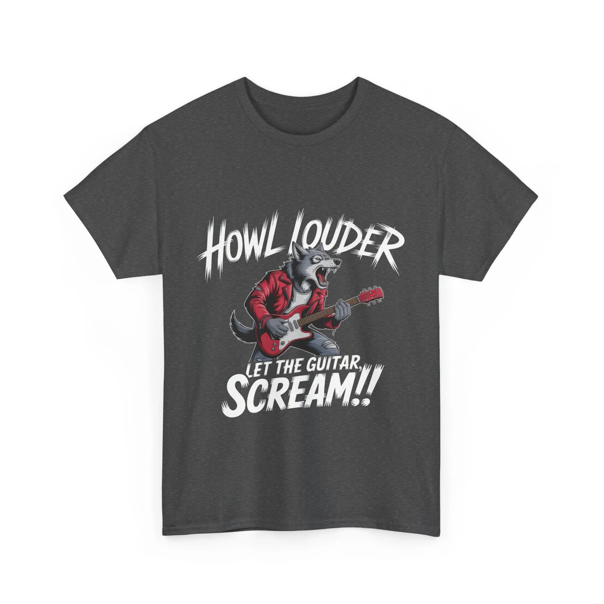 Rockin Wolf Unisex Tee, Perfect for Music Lovers, Music Lover Graphic T-Shirt, Cool Guitarist Wolf Design, Rock Wolf Electric Guitar Tee - Image 7