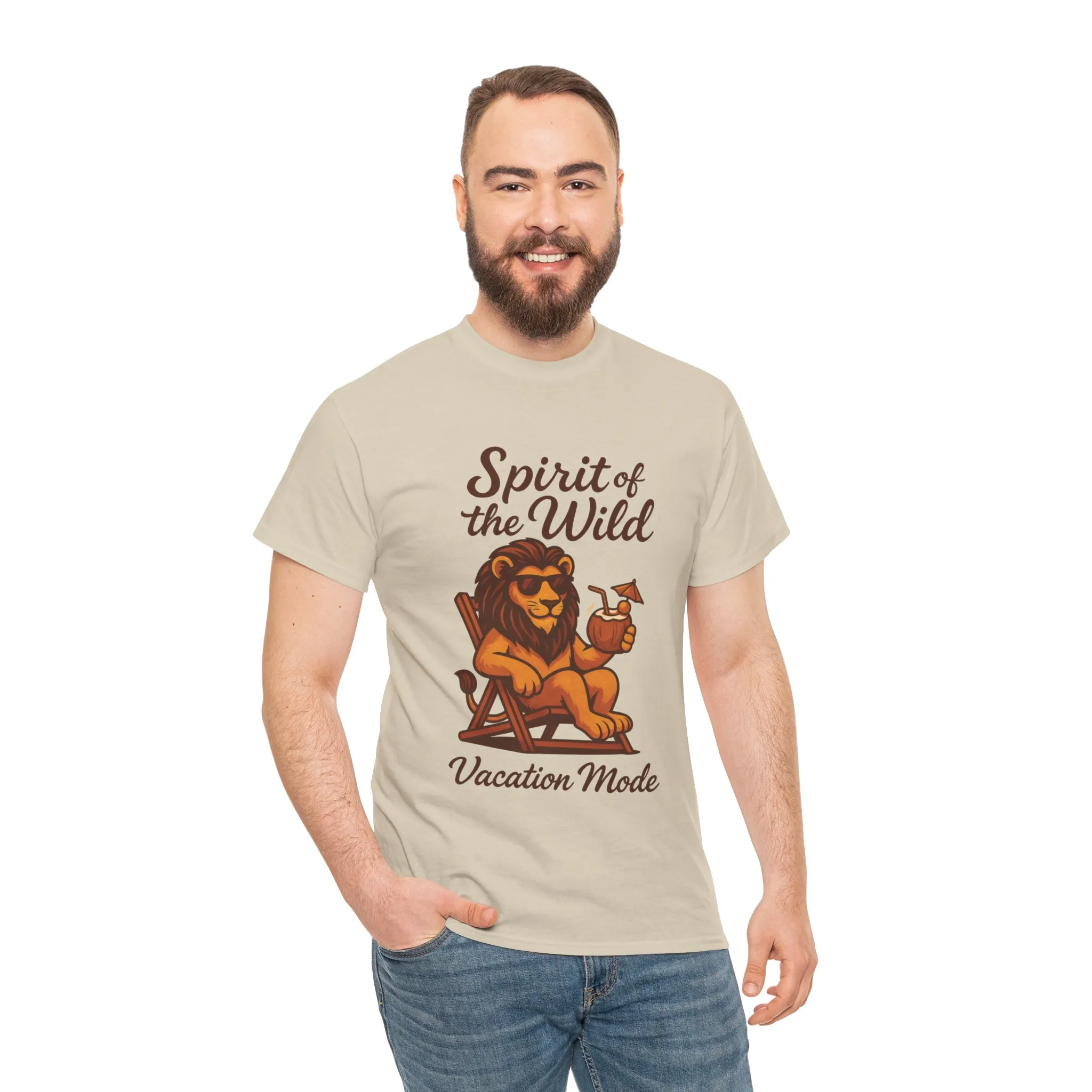 Spirit of the Wild Lion Shirt for Men - Vacation Mode Funny Summer Tee - Relaxed Jungle King Graphic, Vacation Mode, Perfect for Vacations - Image 5