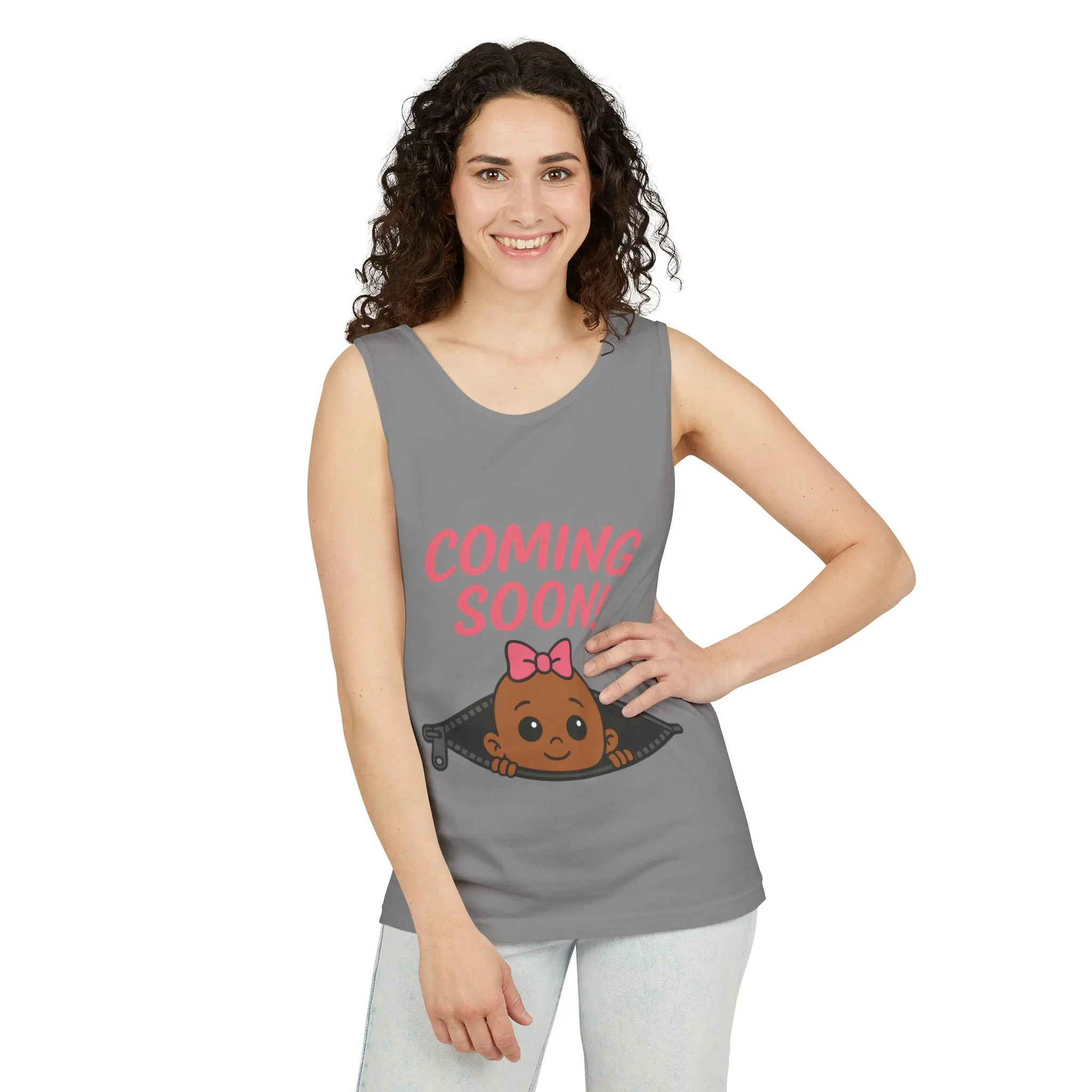 Coming Soon Maternity Tank Top, Cute Baby Girl Pregnancy Announcement Shirt, Expecting Mom Gift, Gender Reveal Tank, Baby Shower Gift - Image 20
