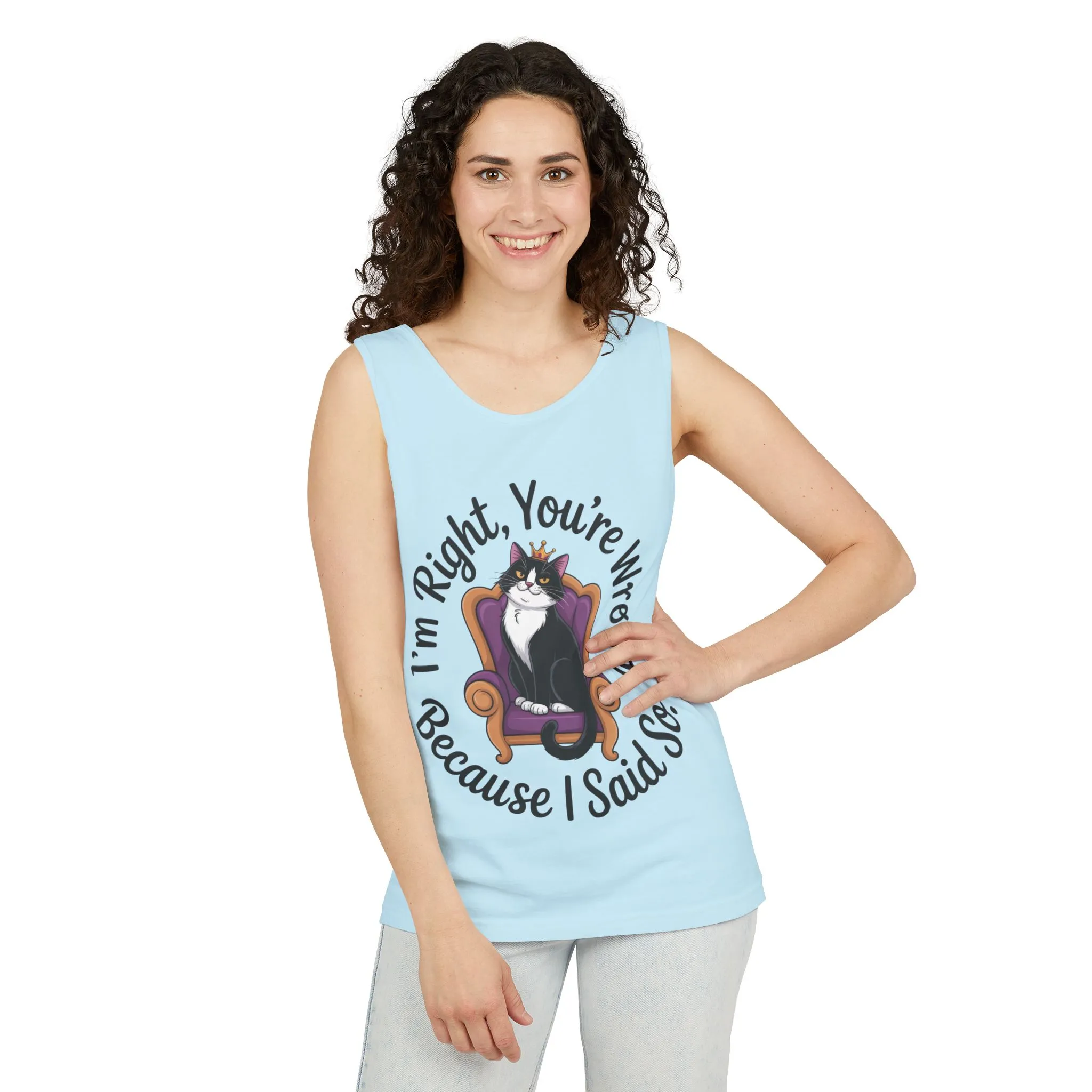 Funny Cat Queen Tank Top, Sassy Cat Graphic Tee for Women, Cat Mom Humor Tee Gift, Funny Graphic T-Shirt, I'm Right, You're Wrong Tee - Image 26