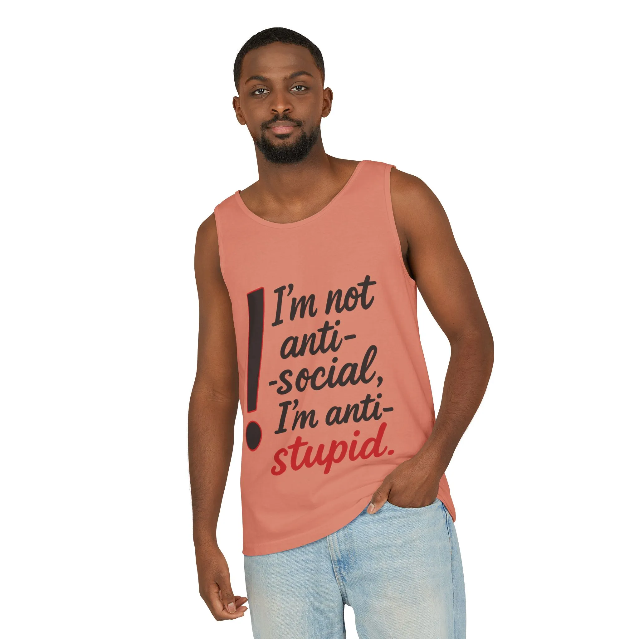 Snarky Anti-Social Mens Tank Top, Funny Summer Apparel, Mens Gift, Beachwear, Humorous Mens Tee, Graphic Tee for Introverts & Thinkers - Image 4