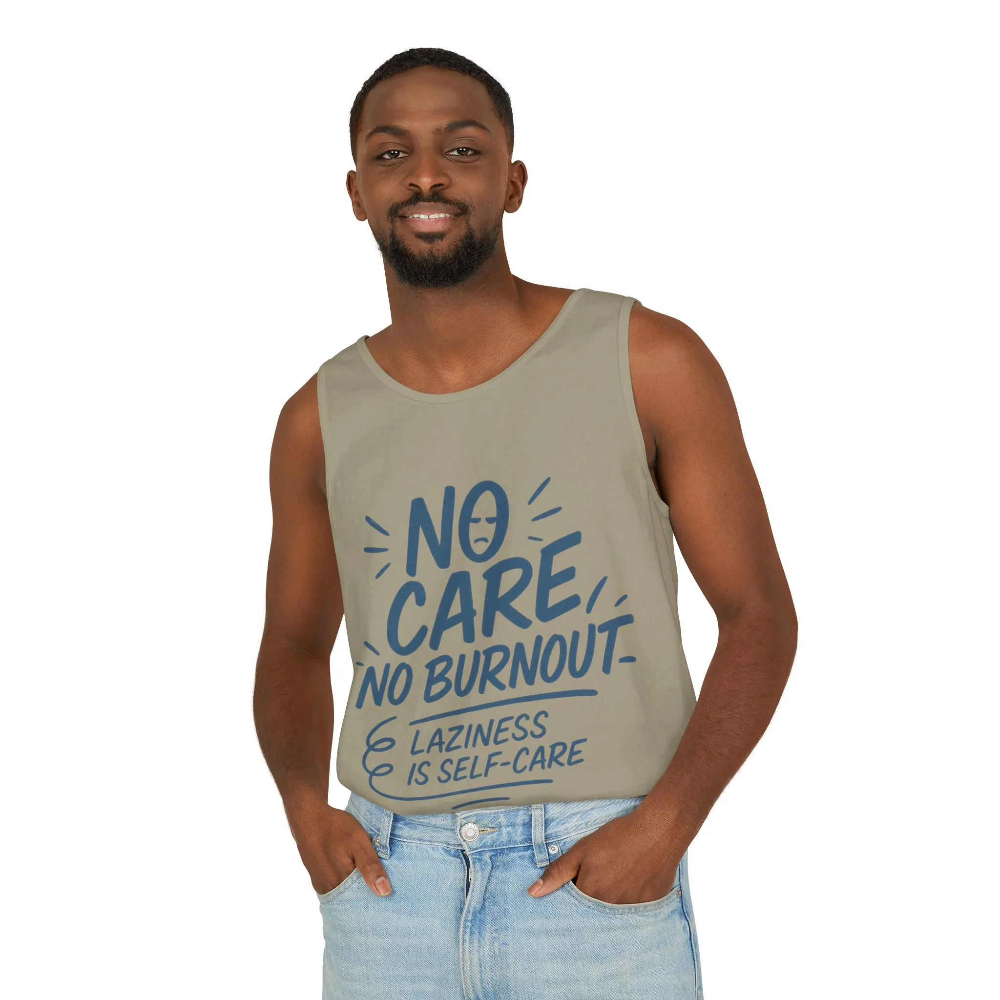 Mens Lazy Life Tank Top, No Care No Burnout Funny Quote, Workout Gym Sleeveless Shirt, Humor Gift for Him, Gift for Mental Health Awareness - Image 12