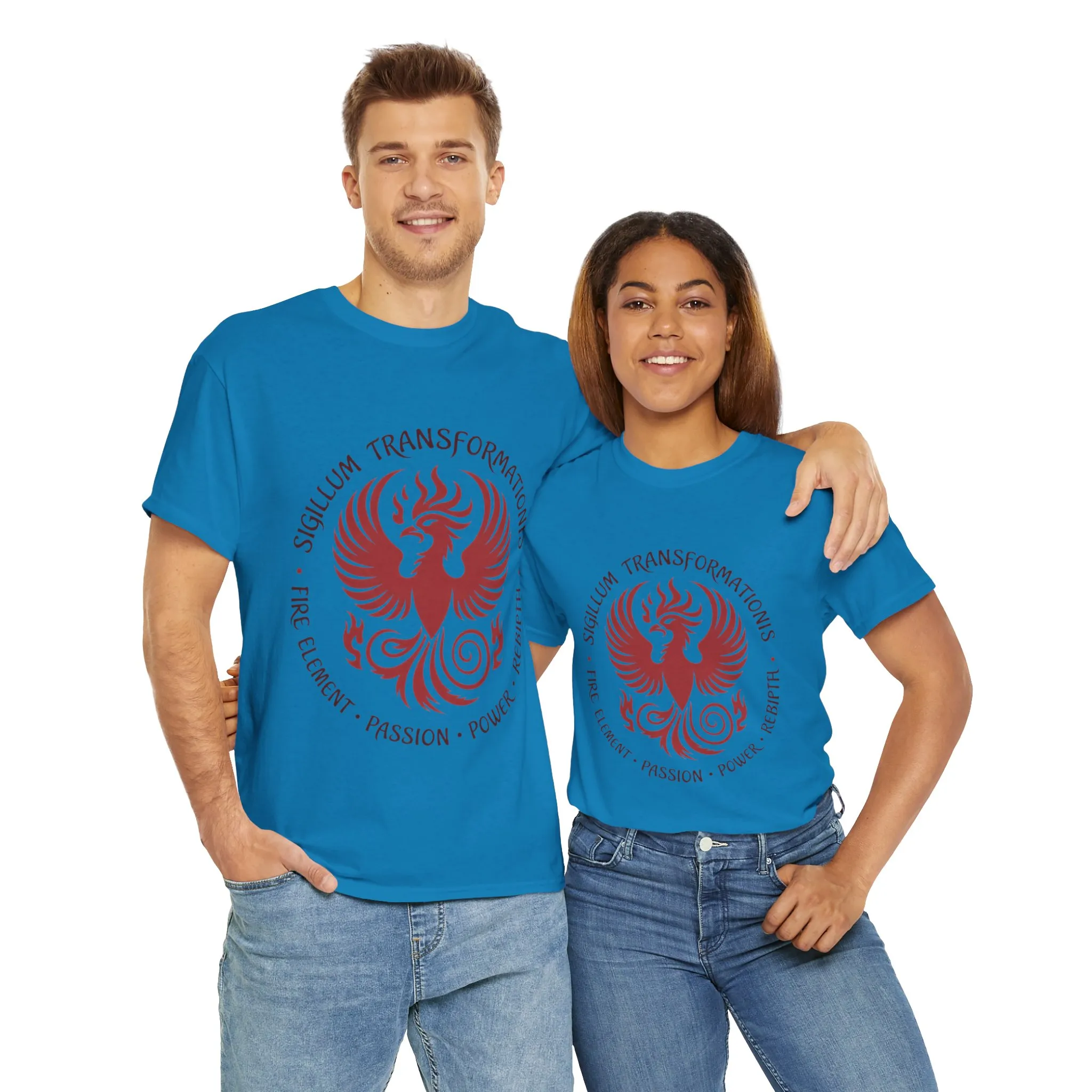 Phoenix Fire Element T-Shirt, Sigillum Transformationis Seal, Passion Power Rebirth Totem, Phoenix Symbol Unisex Tee, Spiritual Tee - Image 26