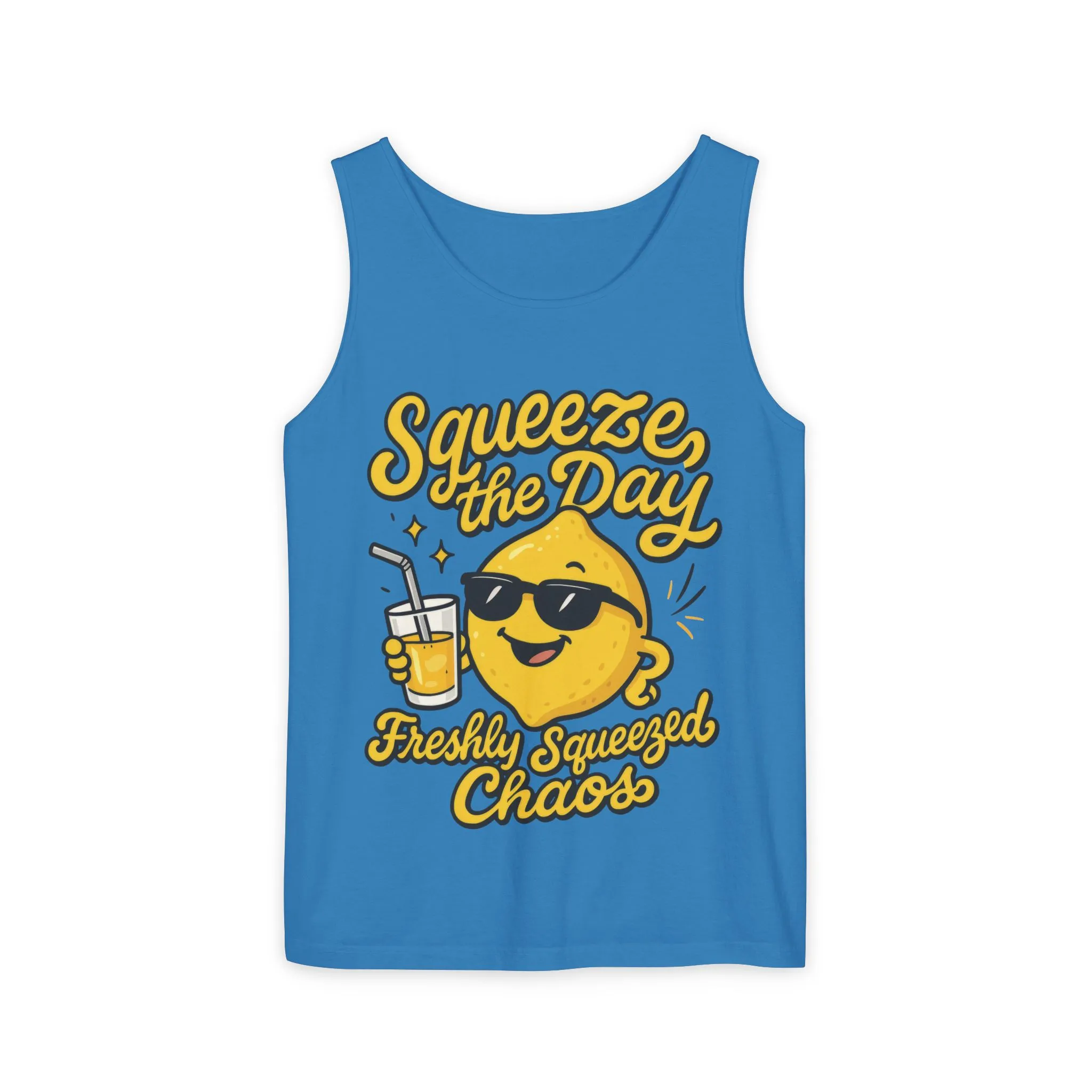 Squeeze The Day Womens Tank Top - Funny Lemon Pun Shirt - Freshly Squeezed Chaos Summer Citrus Top, Casual Beachwear, Fun Summer Apparel - Image 5