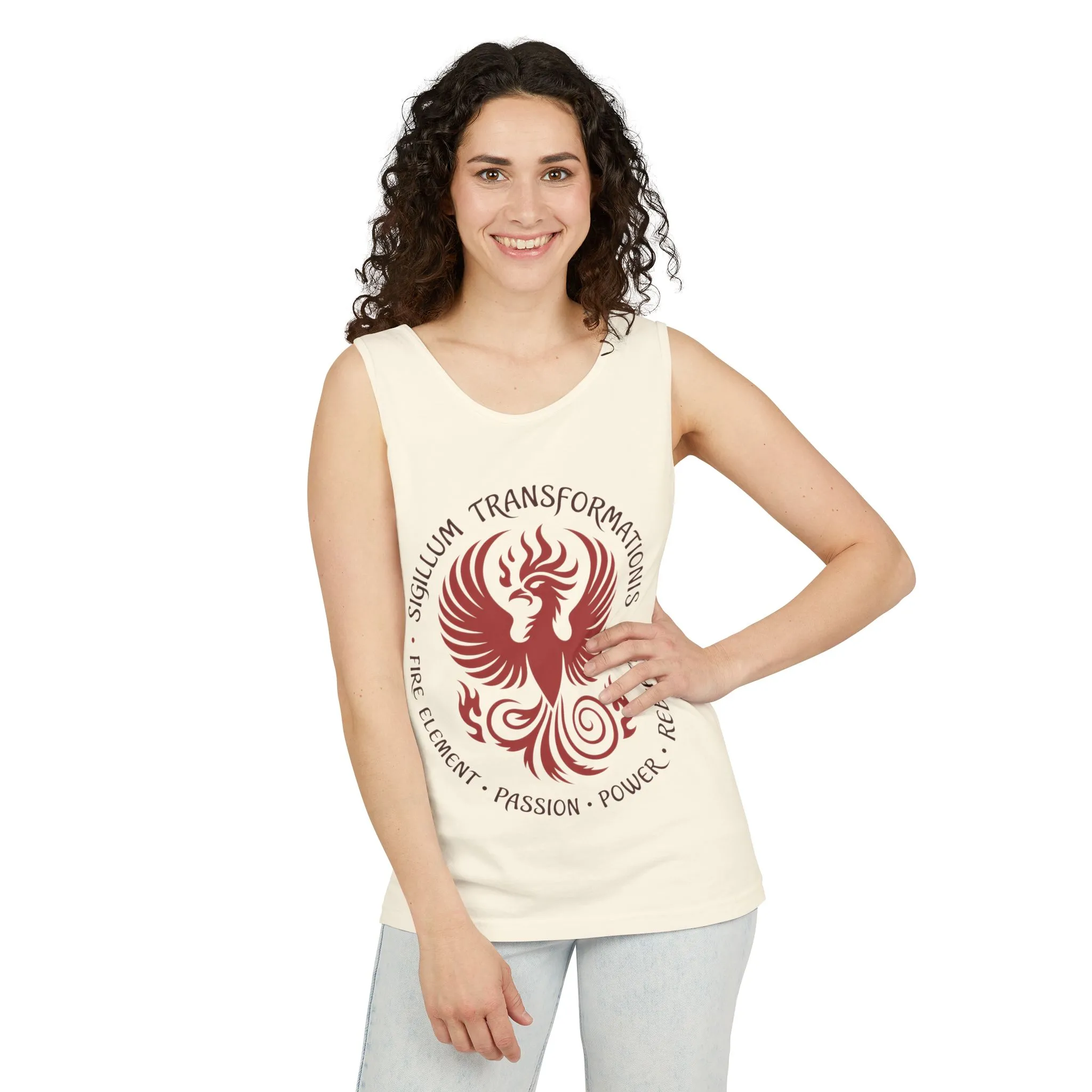 Phoenix Fire Element Tank Top, Sigillum Transformationis Seal, Passion Power Rebirth Totem, Phoenix Symbol Unisex Tank, Spiritual Tee - Image 8
