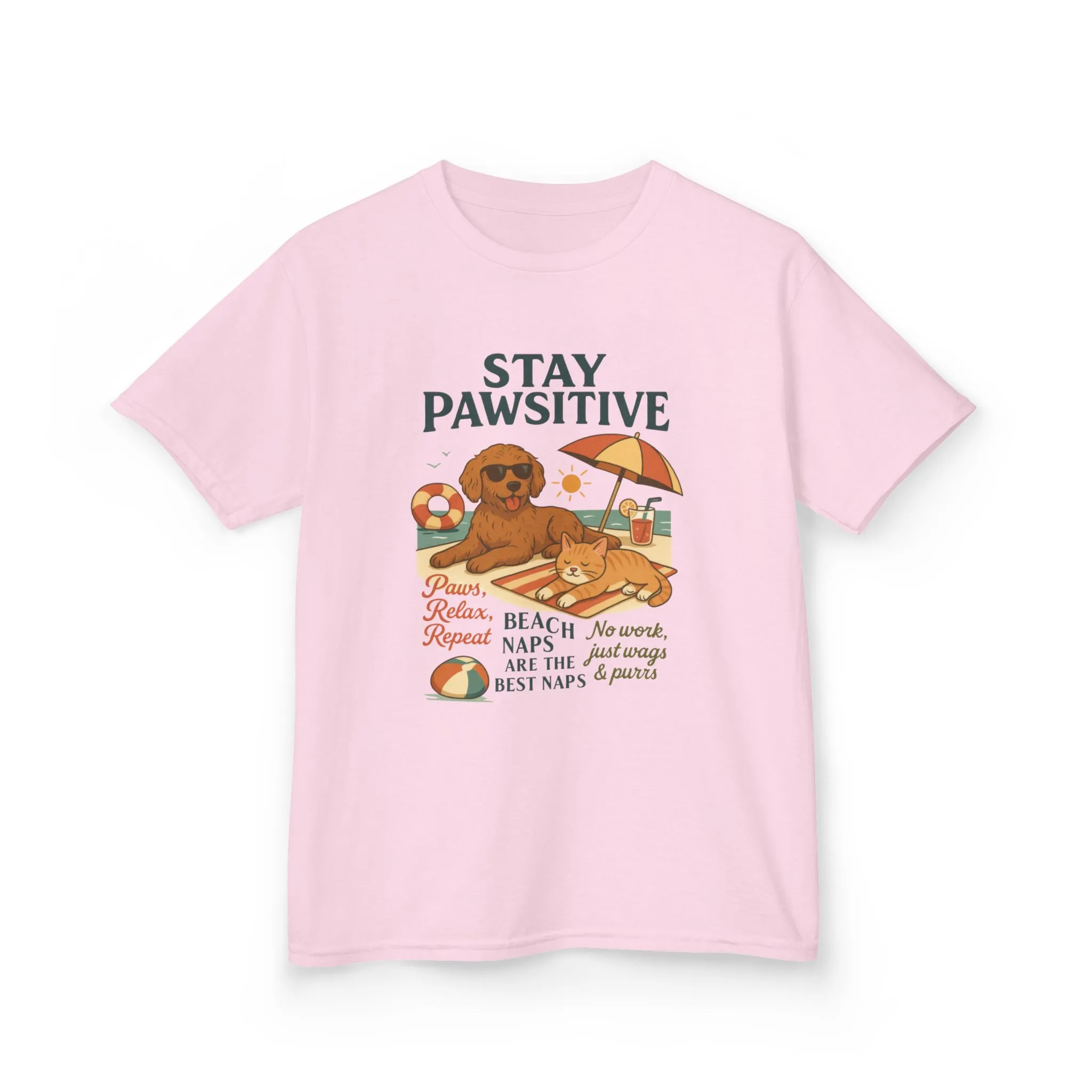 Kids Beach Vibes Tee - Stay Pawsitive, Summer Fun Shirt, Dog Lover Gift, Vacation Outfit, Beach Day Apparel - Image 28