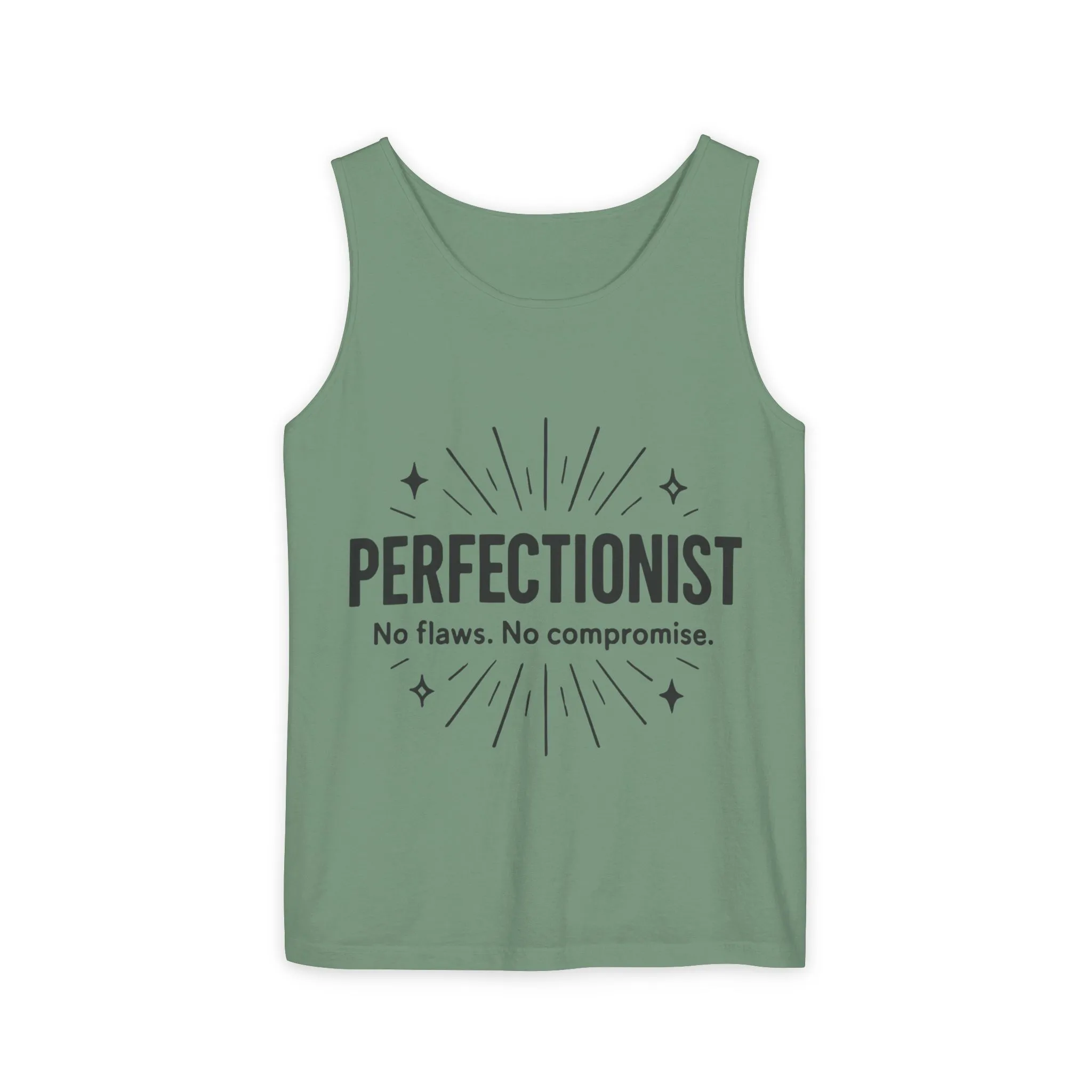 Mens Perfectionist Tank Top, No Flaws No Compromise, Minimal Bold Graphic Tee, Gift for OCD, Clean Freak, or Detail-Oriented Men - Image 25