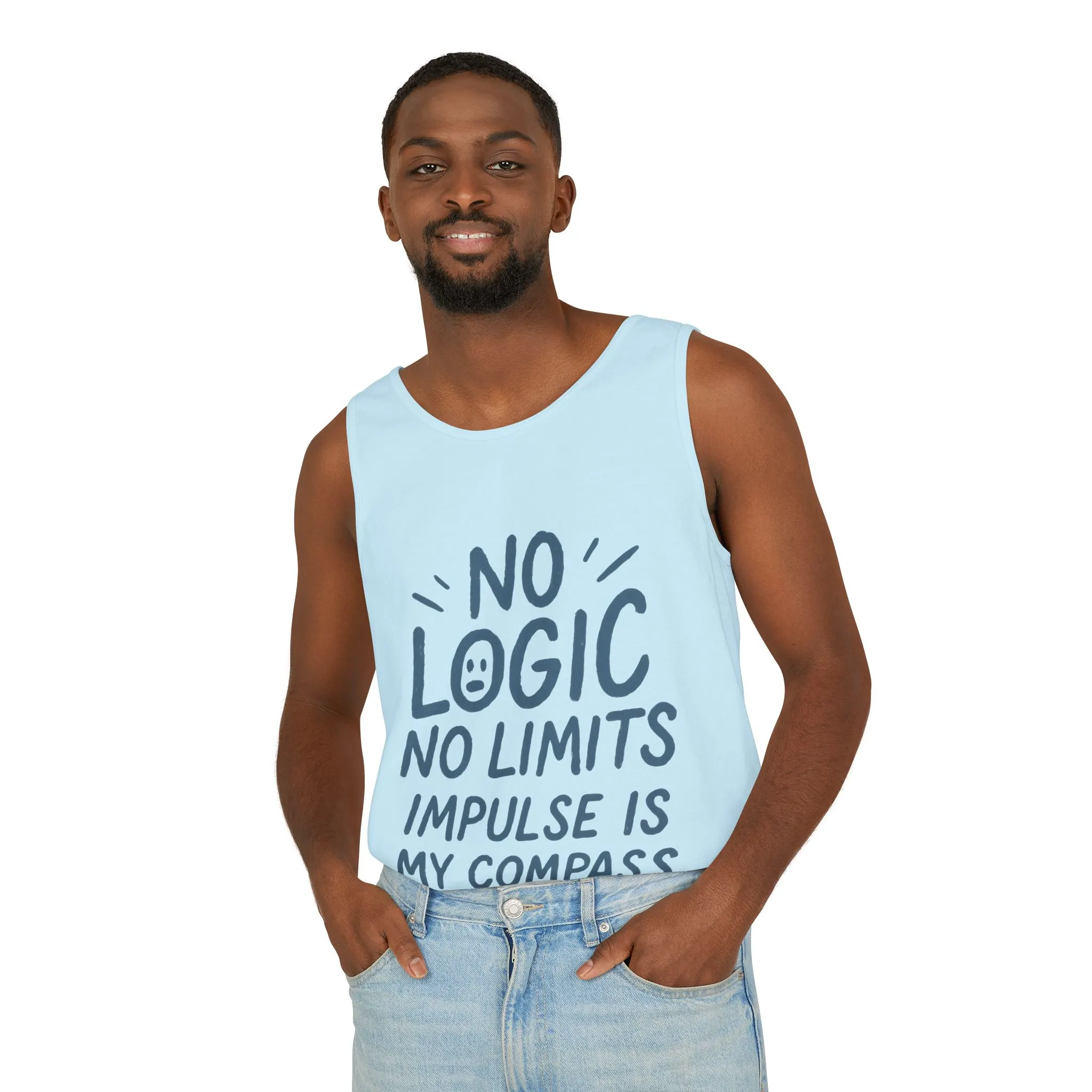 Funny Mens Tank Top, No Limits Impulse Quote, Relaxed Fit Tee, Casual Wear for Creatives, Gift for Artists Impulsive Style Shirt - Image 39