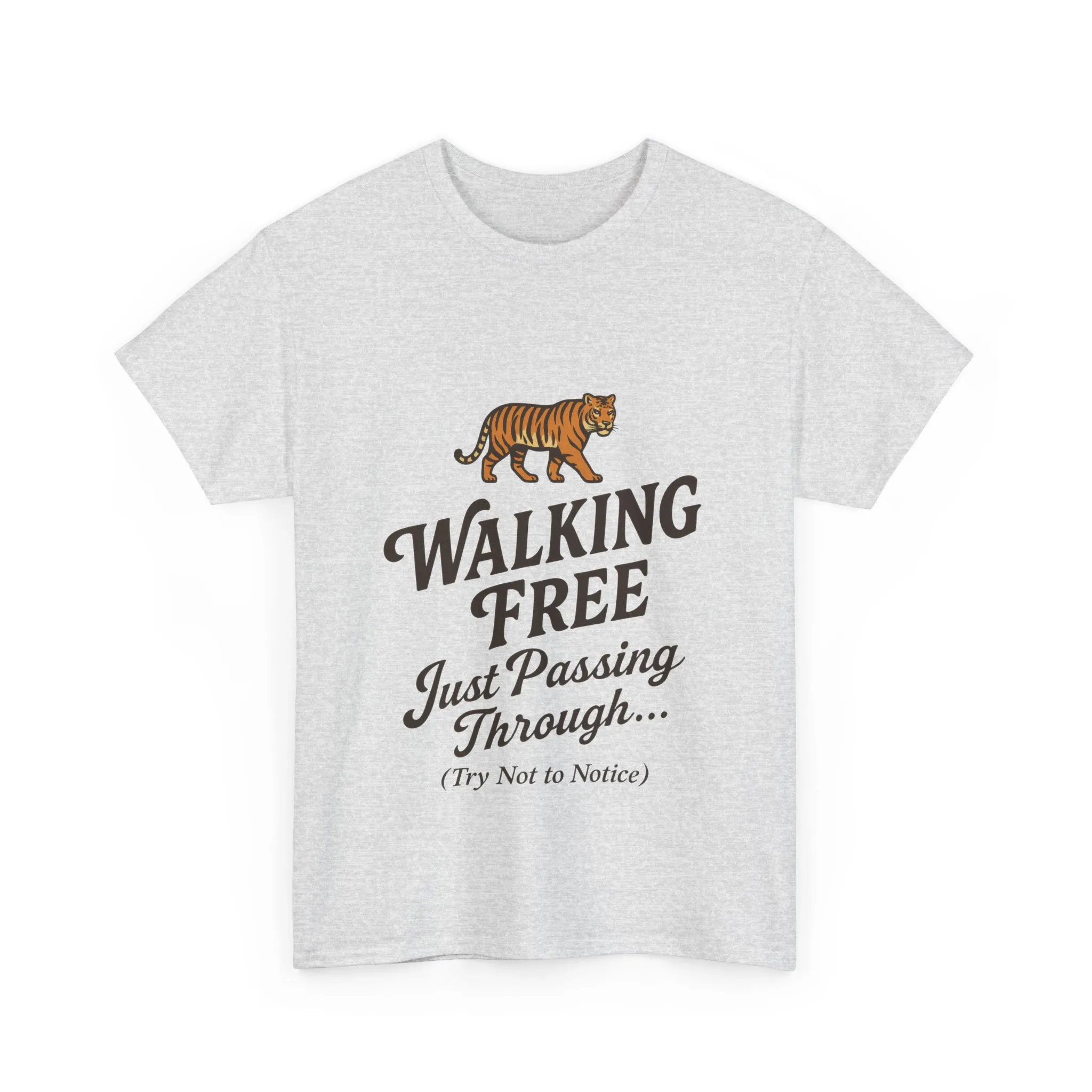 Walking Free Tiger Shirt for Men - Just Passing Through Funny Graphic Tee - Wild Animal Casual Top, Gift Nature Lovers - Image 4