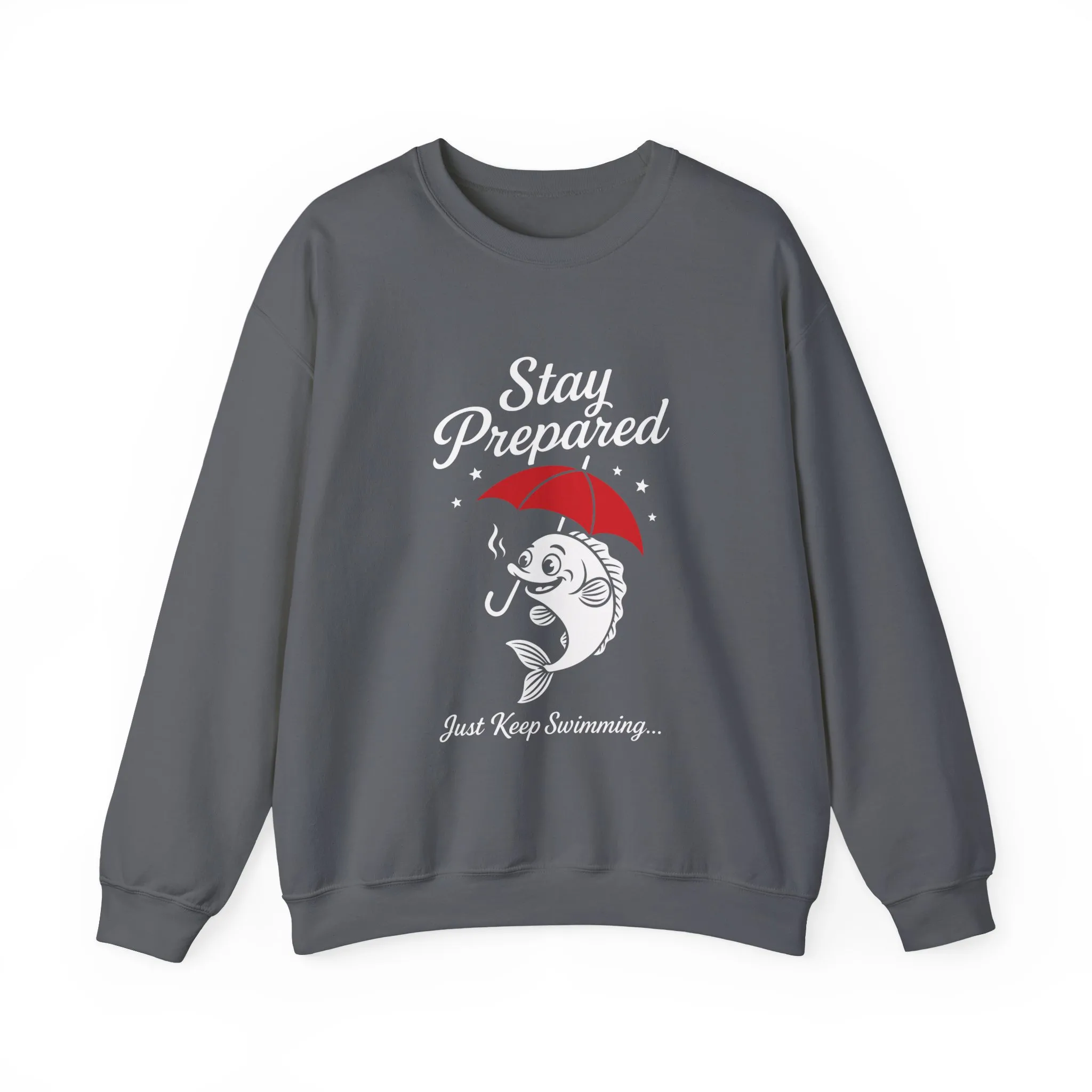Funny Fish Womens Crewneck Sweatshirt - Stay Prepared Just Keep Swimming Nautical Pullover - Cozy Positive Gift, Fishing Humor - Image 10