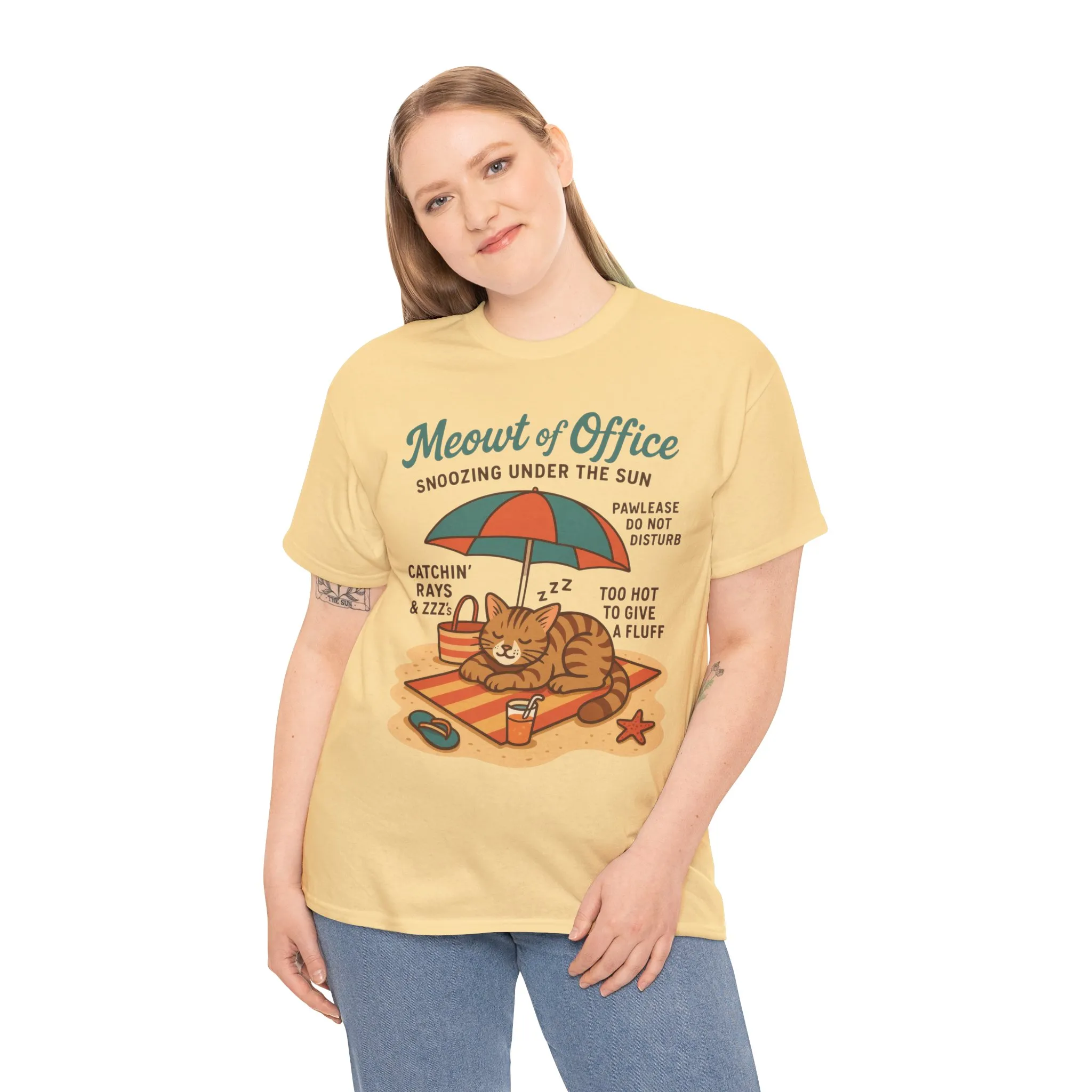 Cat Shirt, Cute Beach Cat Womens T-Shirt, Funny Summer Vacation Tee, Lazy Cat Humor Gift, Cat Lover T-Shirt, Vacation Humor Tee - Image 12