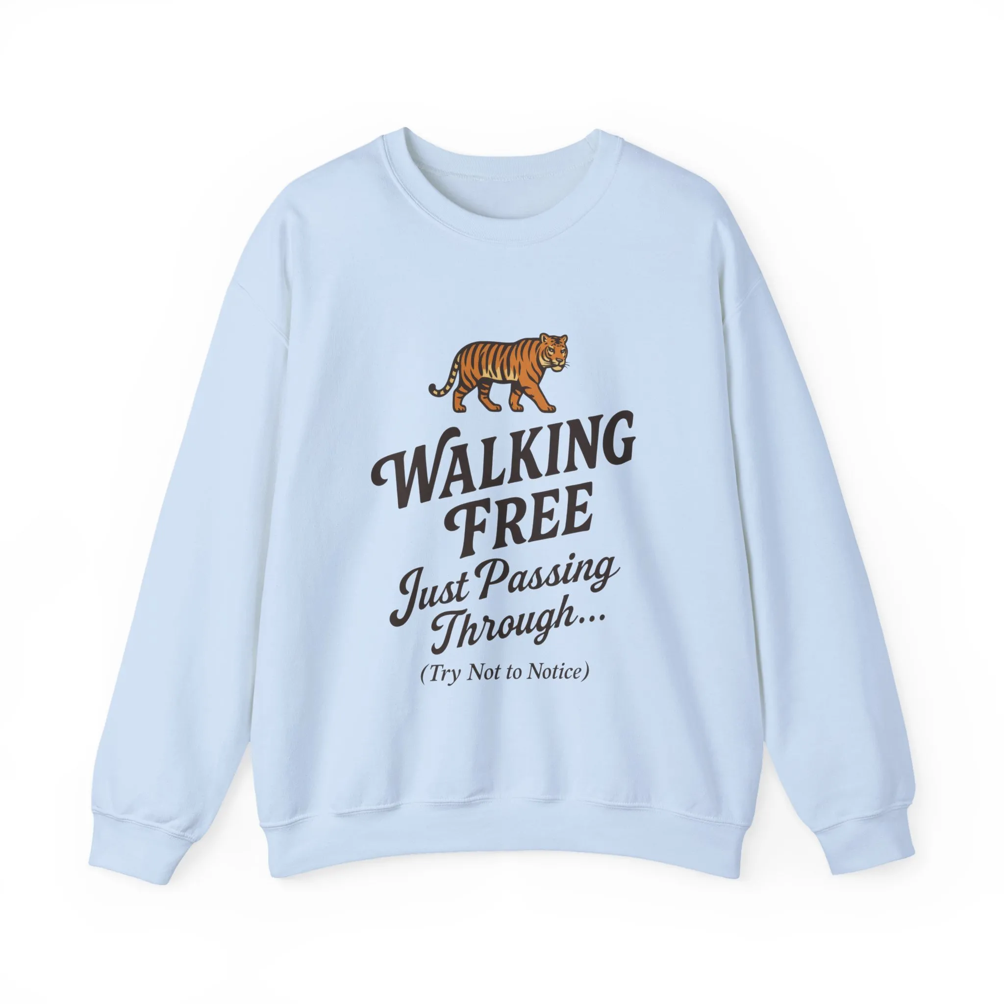 Funny Tiger Mens Crewneck Sweatshirt - Walking Free Cozy Wild Animal Pullover - Motivational Sweatshirt, Inspirational Apparel - Image 16