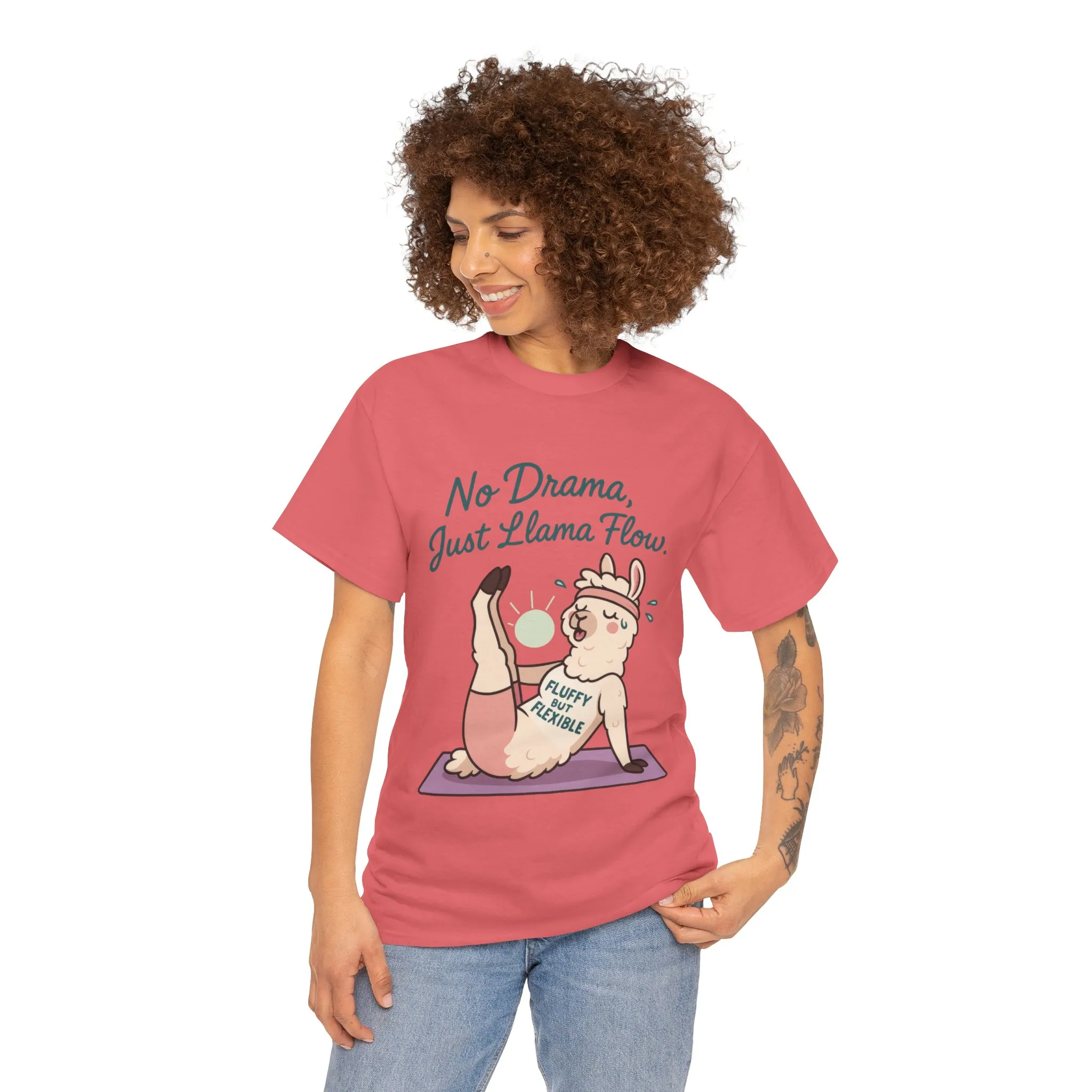 No Drama Llama Yoga Tee, Funny Yoga Llama T-Shirt for Women, Gift for Yoga Lovers, Fun Yoga T-Shirt for Animal Lovers, Humor Shirt - Image 32
