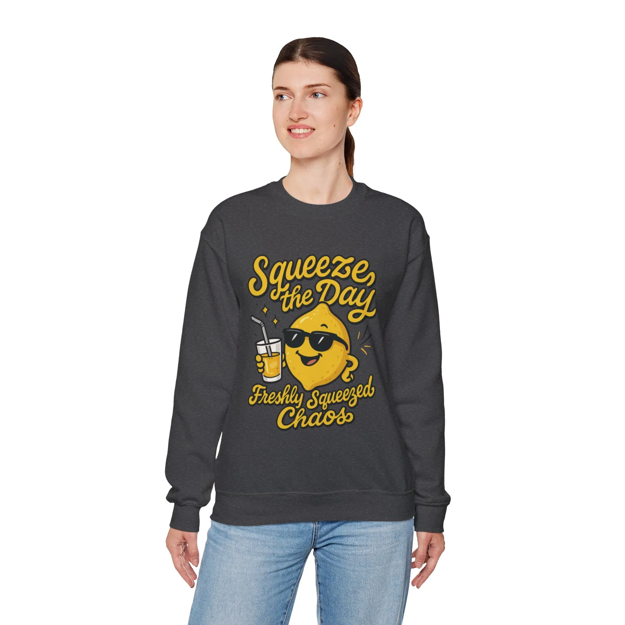 Funny Lemon Womens Sweatshirt - Squeeze The Day Freshly Squeezed Chaos Cozy Pullover - Citrus Positive Crewneck Sweatshirt, Cheerful Fashion - Image 18