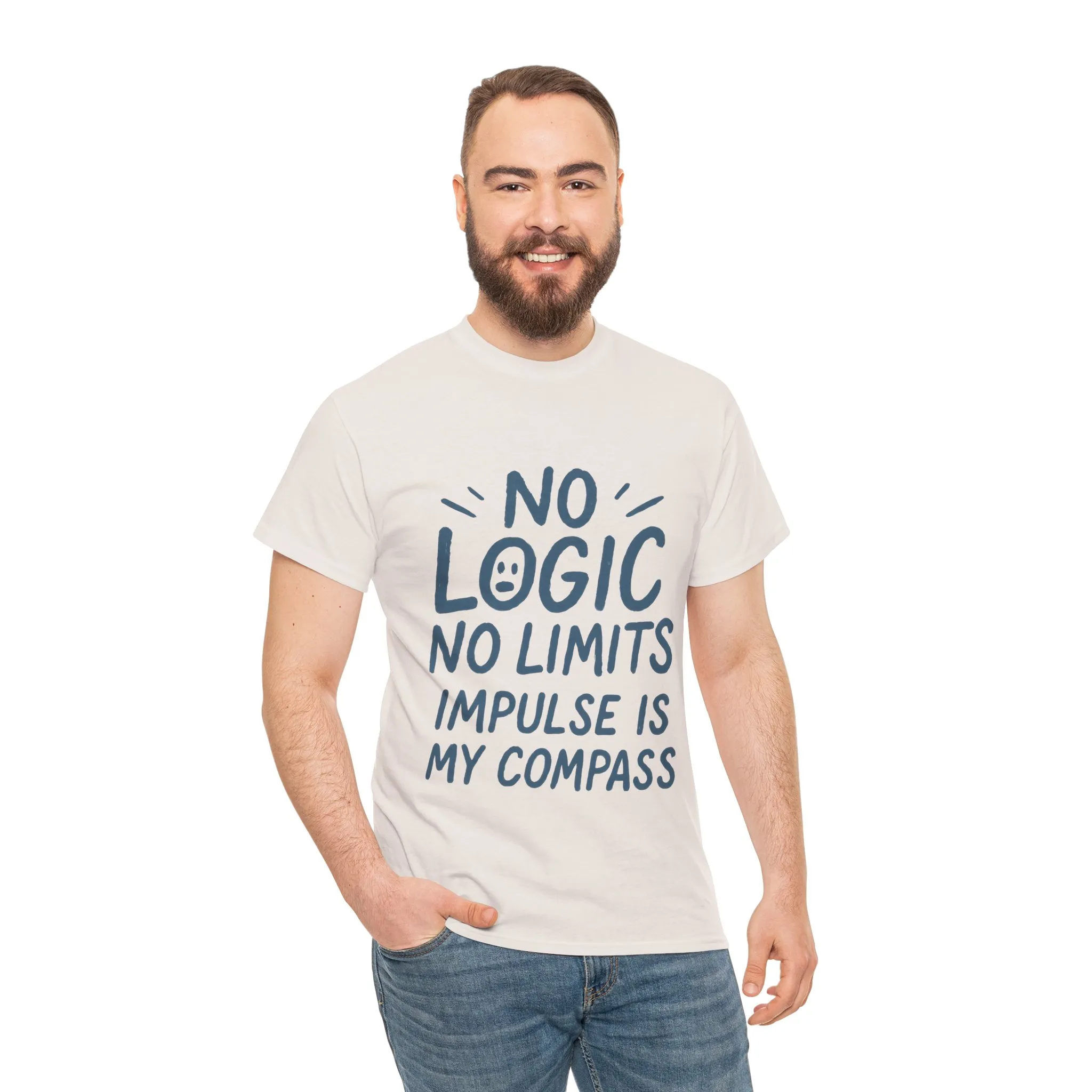 Funny No Logic Mens T-Shirt, No Limits Impulse Quote, Relaxed Fit Graphic Tee, Gift for Him, Casual Wear for Creatives, Gift for Artists - Image 12