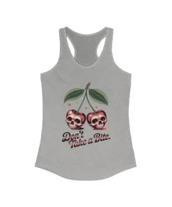 Skull Cherry Womens Tank Top, Edgy Tee, Halloween Apparel, Cute Gothic Fruit Graphic Tank for Women, Funny Dark Style Tee, Summer Wear