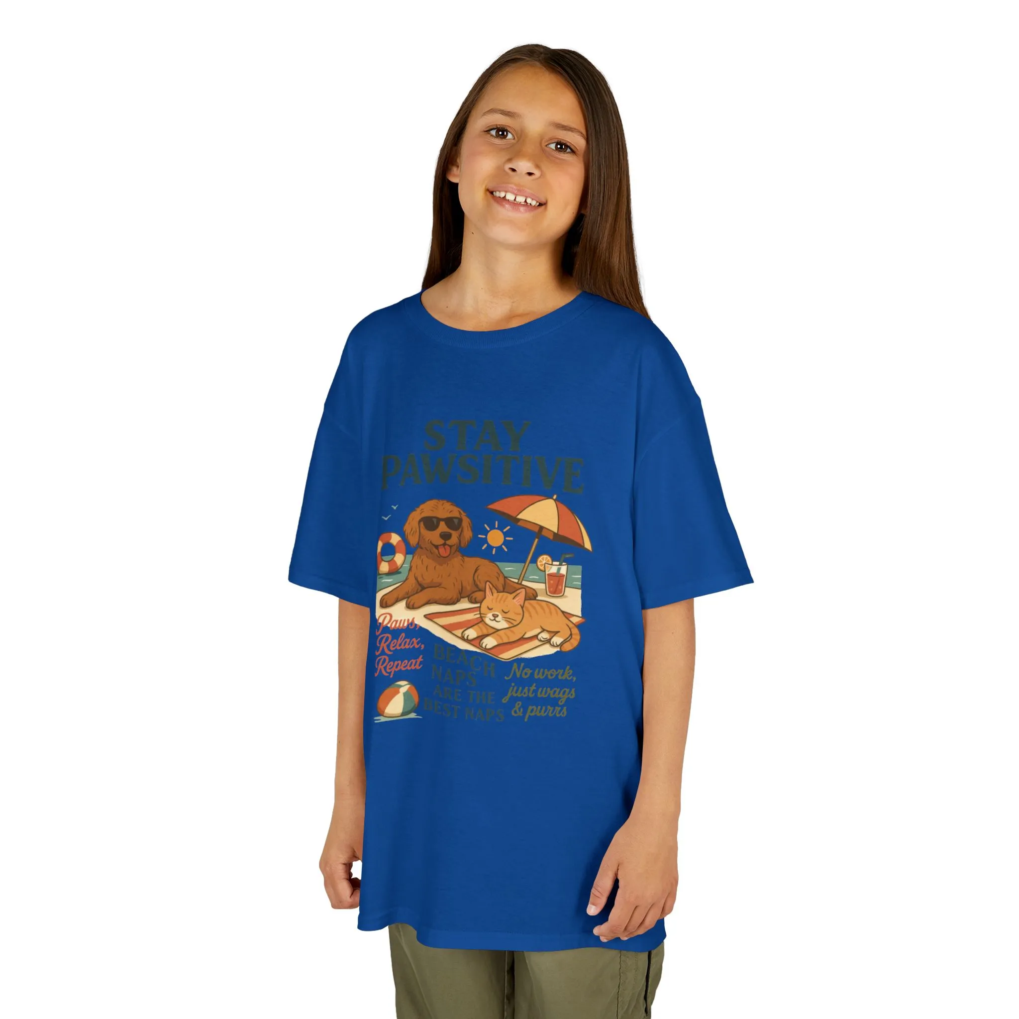 Kids Beach Vibes Tee - Stay Pawsitive, Summer Fun Shirt, Dog Lover Gift, Vacation Outfit, Beach Day Apparel - Image 26
