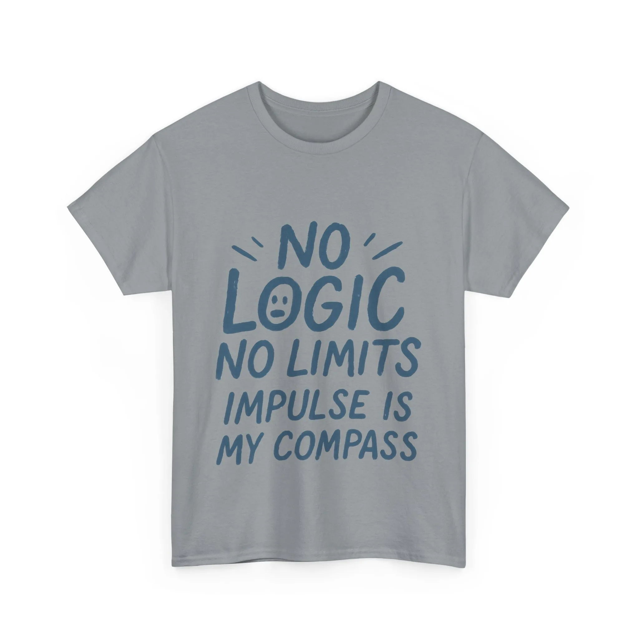 Funny No Logic Mens T-Shirt, No Limits Impulse Quote, Relaxed Fit Graphic Tee, Gift for Him, Casual Wear for Creatives, Gift for Artists - Image 2