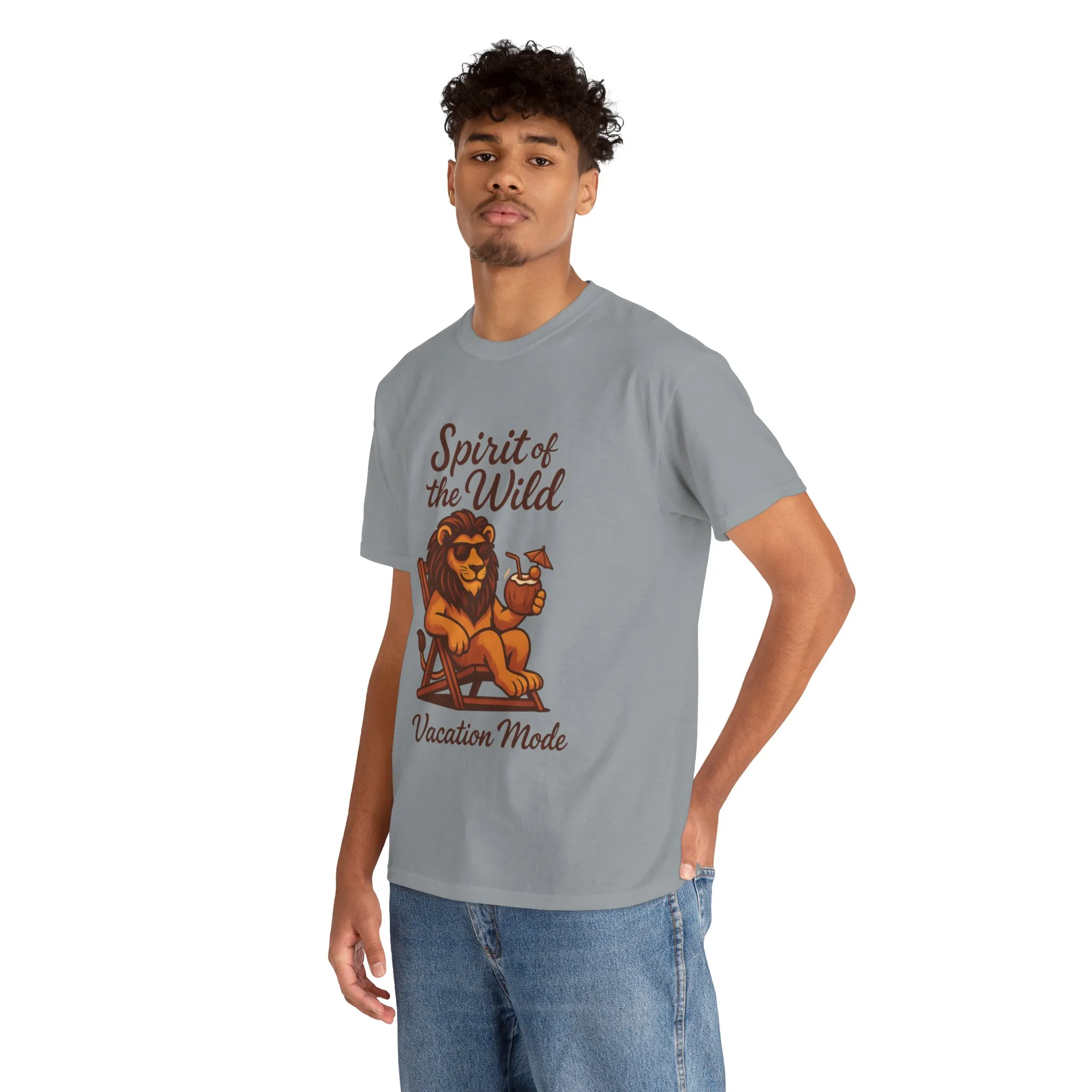 Spirit of the Wild Lion Shirt for Men - Vacation Mode Funny Summer Tee - Relaxed Jungle King Graphic, Vacation Mode, Perfect for Vacations - Image 3