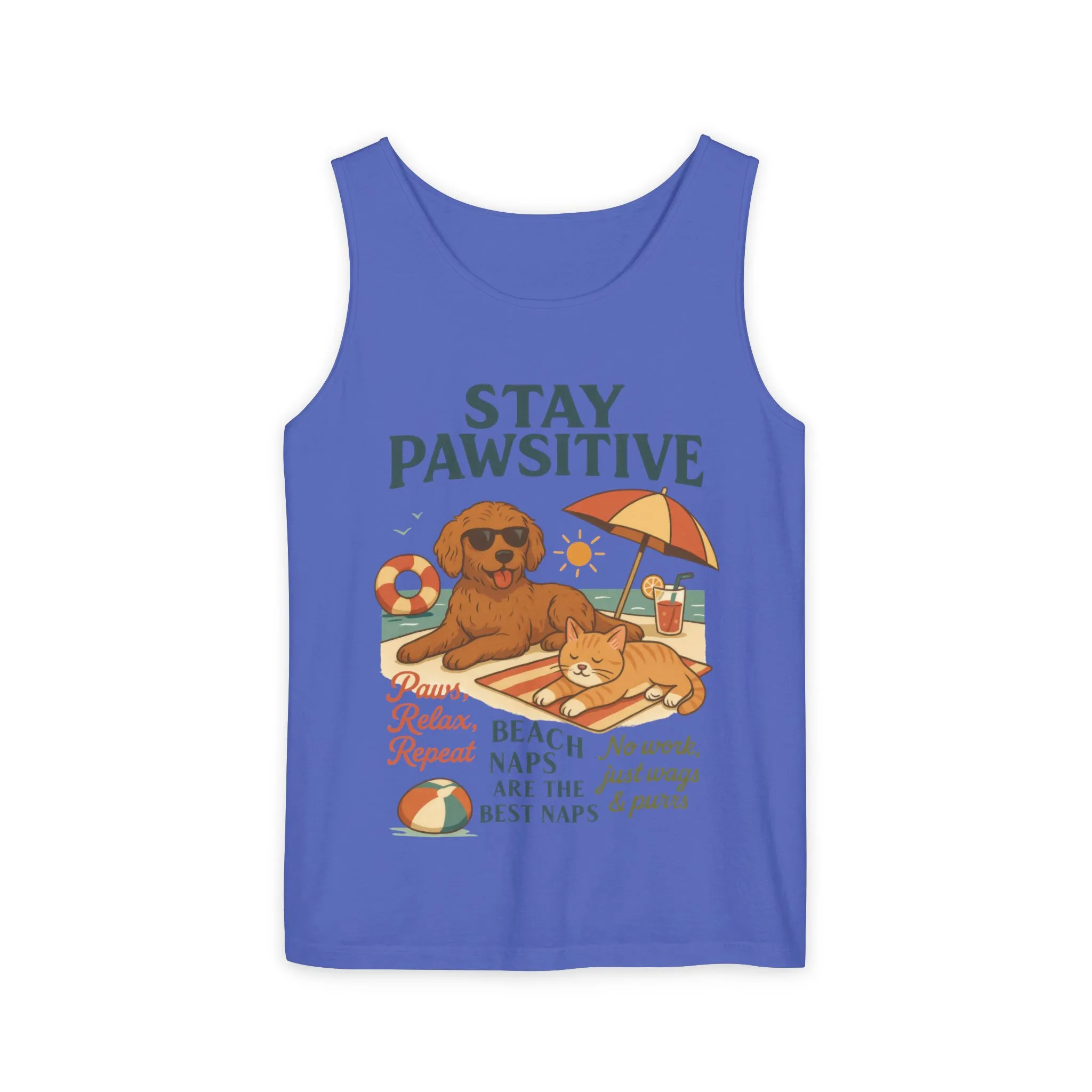 Stay Pawsitive Womens Tank, Cute Dog & Cat Beach Tee, Summer Pet Lover Tee, Animal Graphic Heavy Cotton Tee, Fun Pet Lovers Gift, Summer Top - Image 25