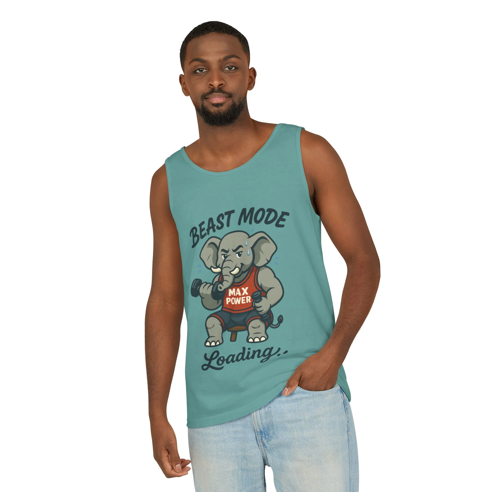 Beast Mode Elephant Gym Tank Top, Funny Workout Muscle Tank, Max Power Fitness Tank, Beast Mode Loading Mens Gym Top, Fitness Apparel - Image 14