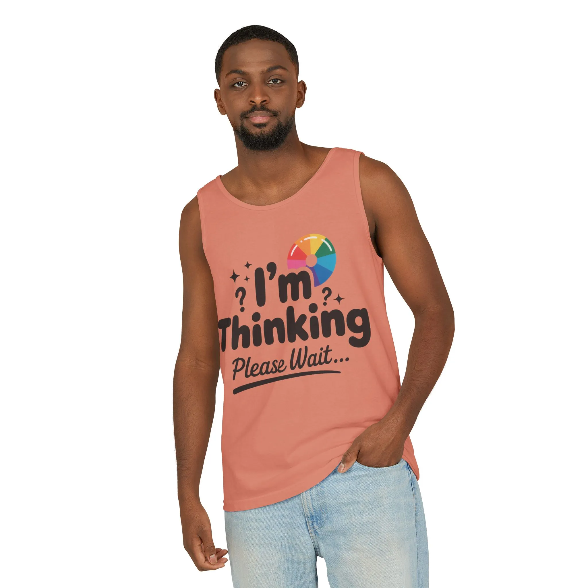 Funny - Im Thinking Please Wait - Mens Tank Top, Cute Geeky Gift for Introverts, Programmers, Designers, Fun Humor Shirt, Gift for Adults - Image 6