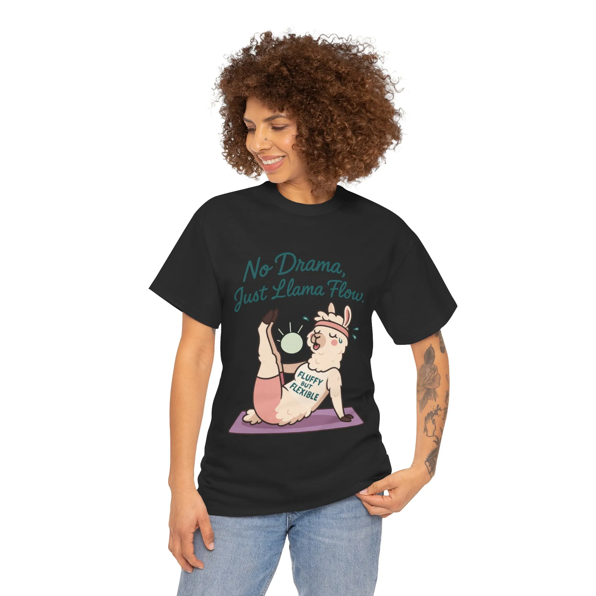 No Drama Llama Yoga Tee, Funny Yoga Llama T-Shirt for Women, Gift for Yoga Lovers, Fun Yoga T-Shirt for Animal Lovers, Humor Shirt - Image 8