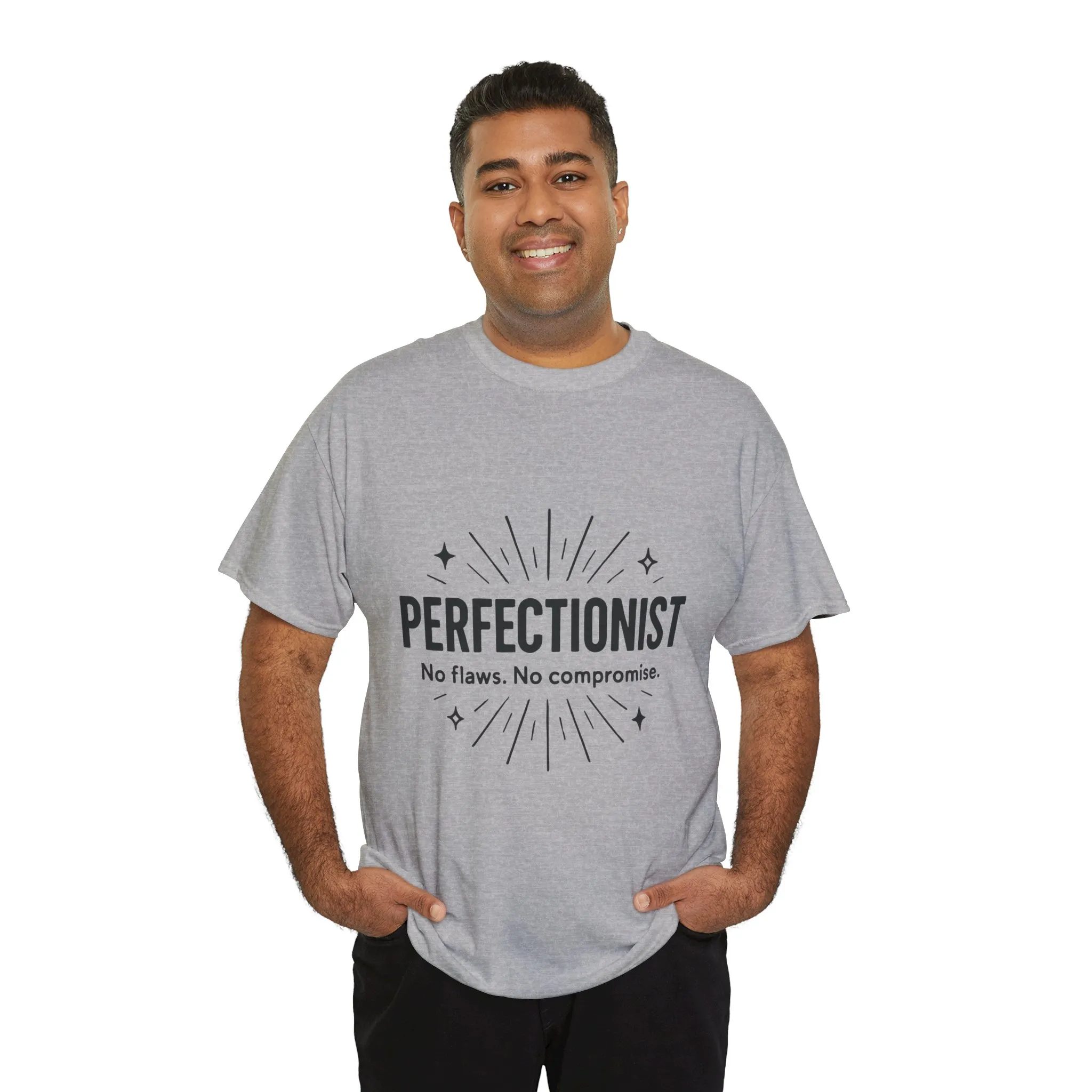 Mens Perfectionist T-Shirt, No Flaws No Compromise, Minimal Bold Graphic Tee, Gift for OCD, Clean Freak, or Detail-Oriented Men - Image 9