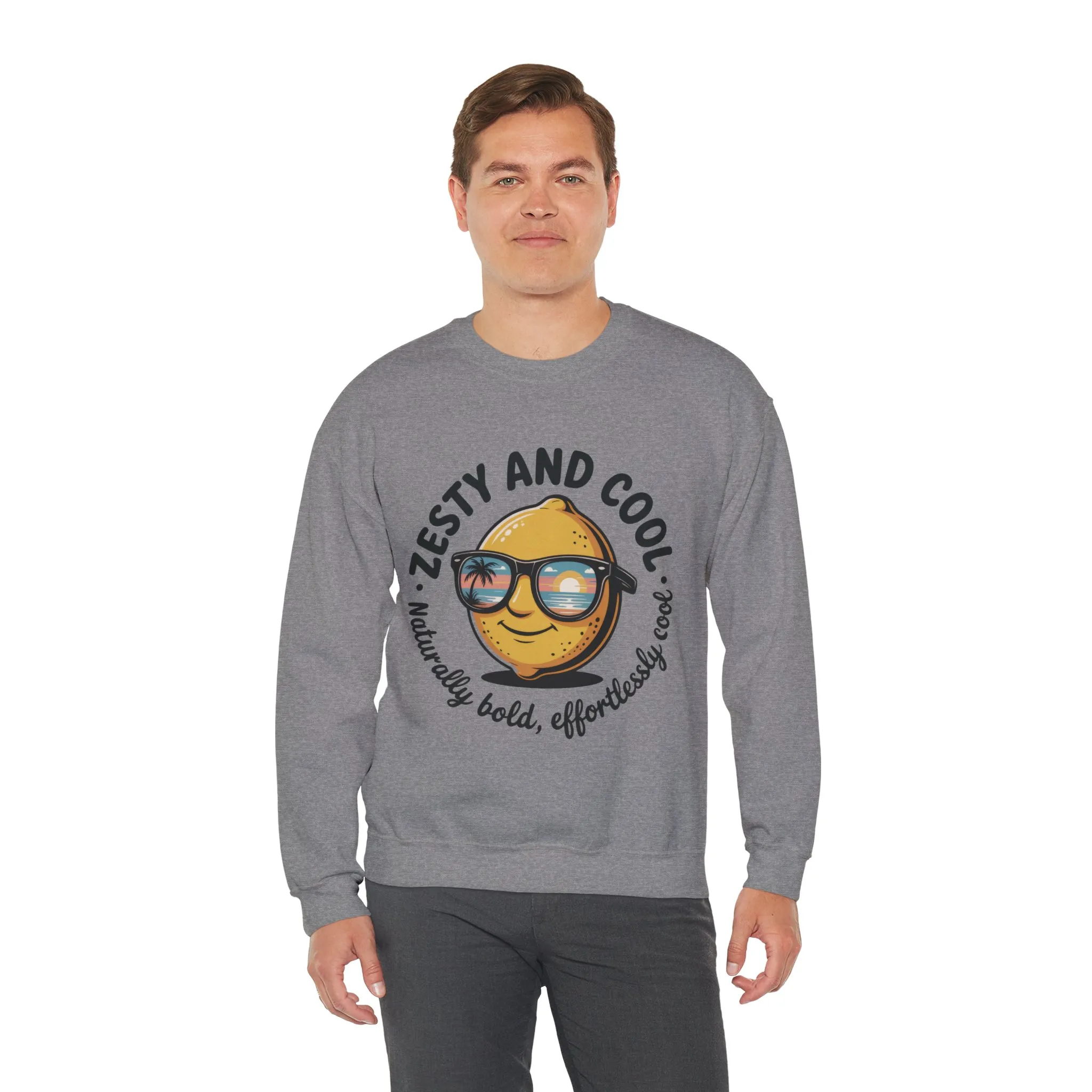 Zesty Lemon Mens Crewneck Sweatshirt - Fun Gift for Friends, Cool Casual Style, Summer Vibes, Mens Graphic Apparel, Perfect for Relaxing - Image 18