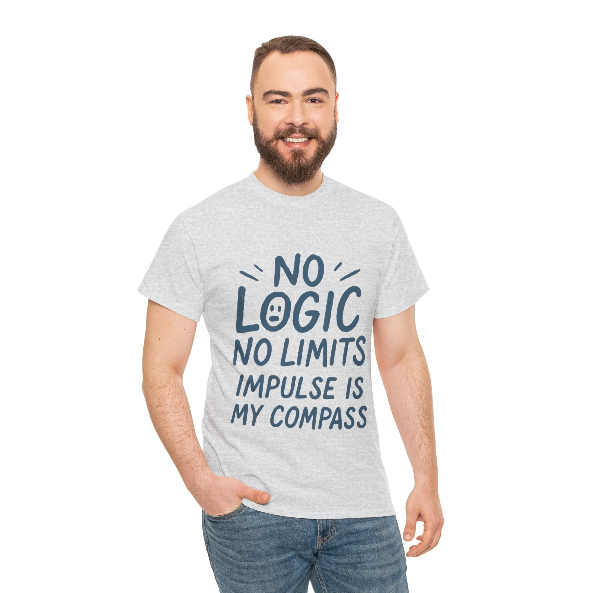 Funny No Logic Mens T-Shirt, No Limits Impulse Quote, Relaxed Fit Graphic Tee, Gift for Him, Casual Wear for Creatives, Gift for Artists - Image 6