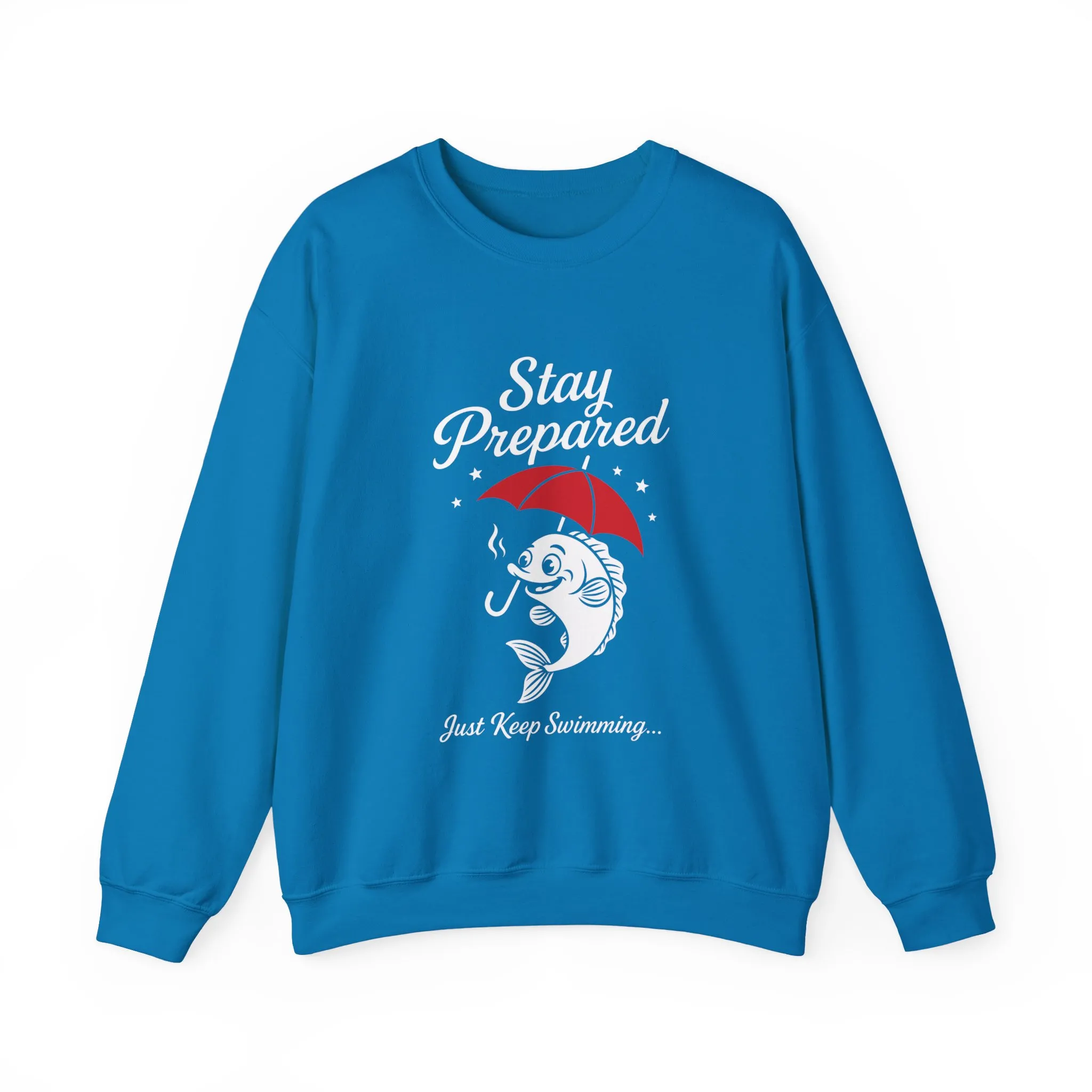 Funny Fish Womens Crewneck Sweatshirt - Stay Prepared Just Keep Swimming Nautical Pullover - Cozy Positive Gift, Fishing Humor - Image 7
