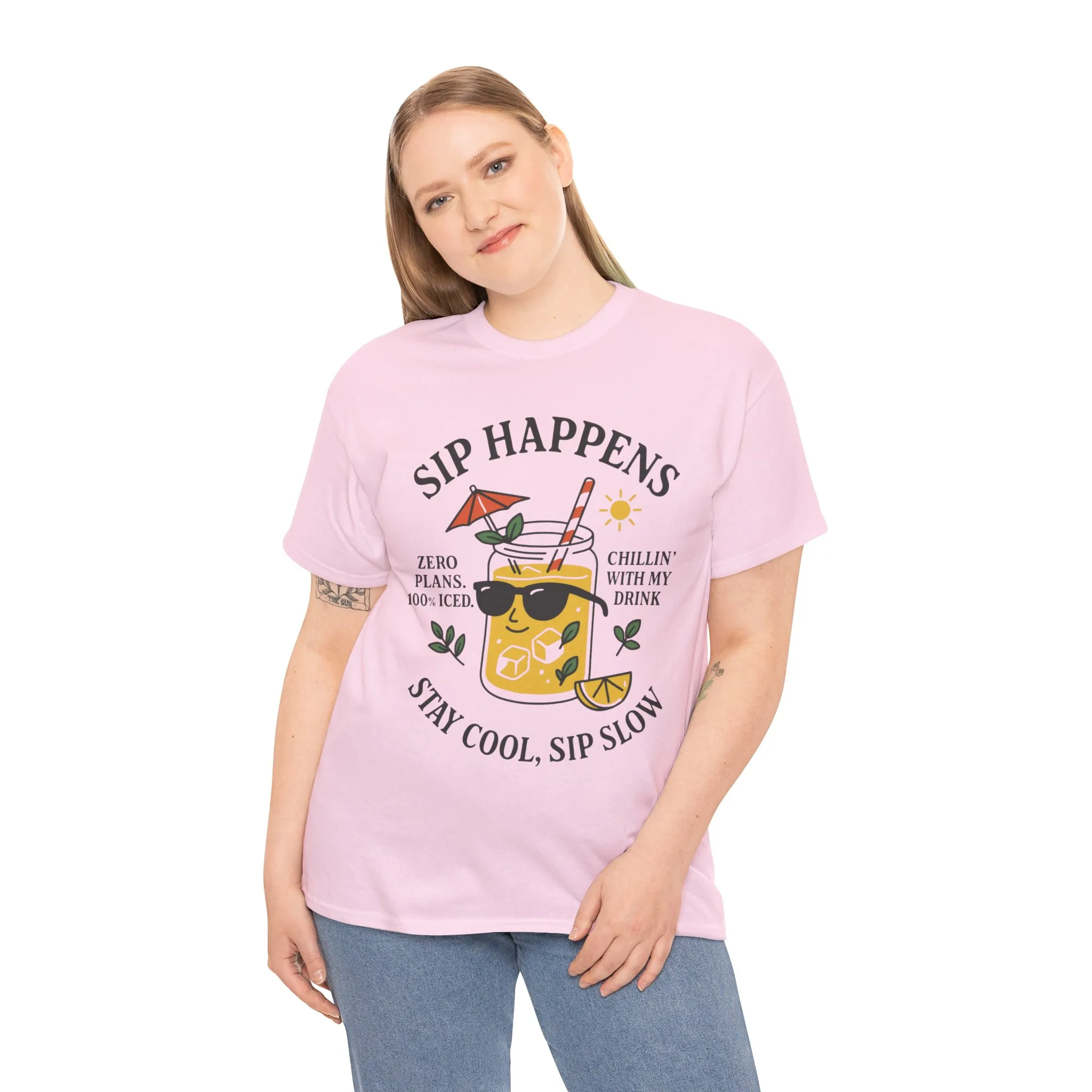 Sip Happens Womens T-Shirt, Funny Summer Drink Graphic Tee, Stay Cool Sip Slow Lemonade Shirt, , Beach Wear, BBQ Parties, Chill Summer Vibes - Image 27