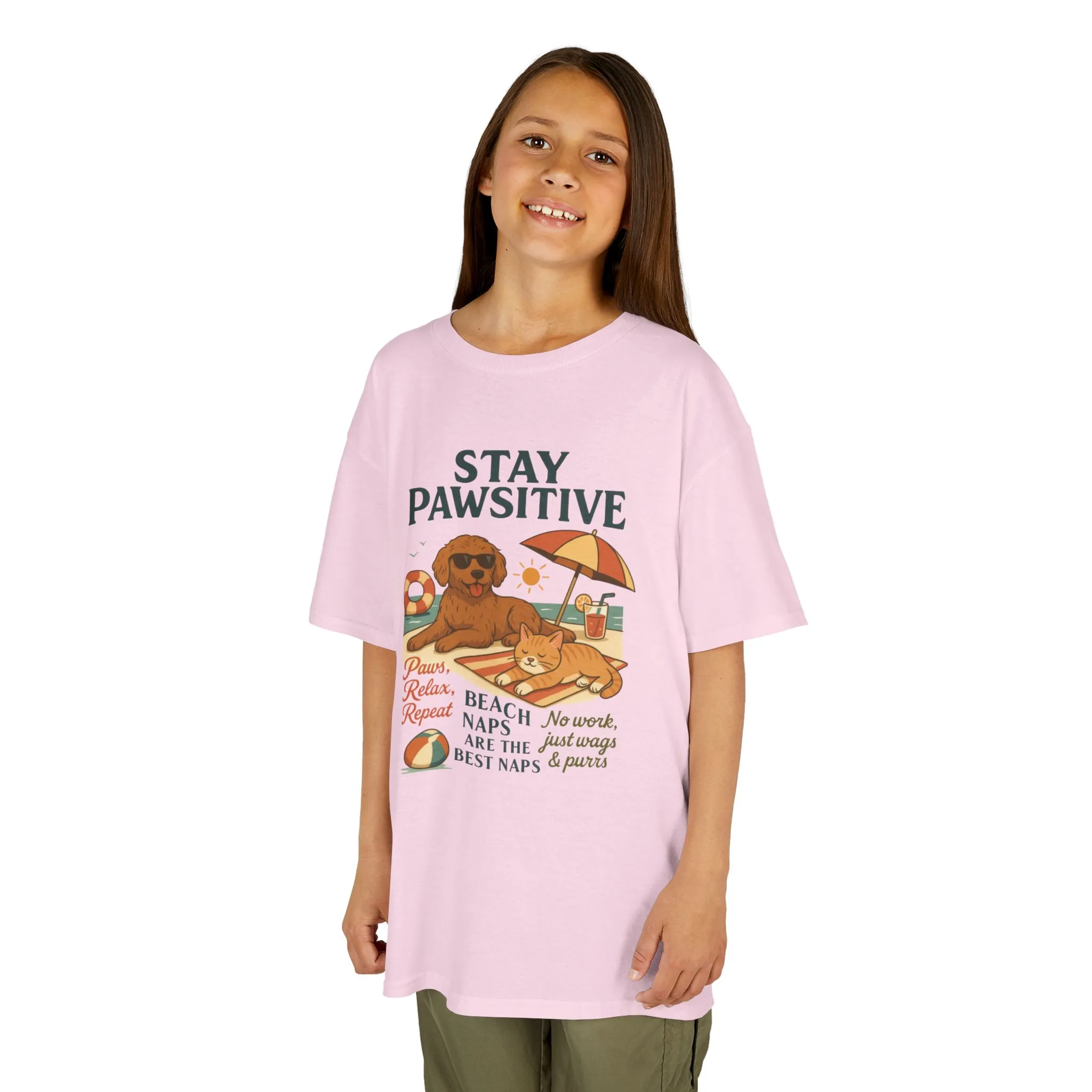 Kids Beach Vibes Tee - Stay Pawsitive, Summer Fun Shirt, Dog Lover Gift, Vacation Outfit, Beach Day Apparel - Image 29