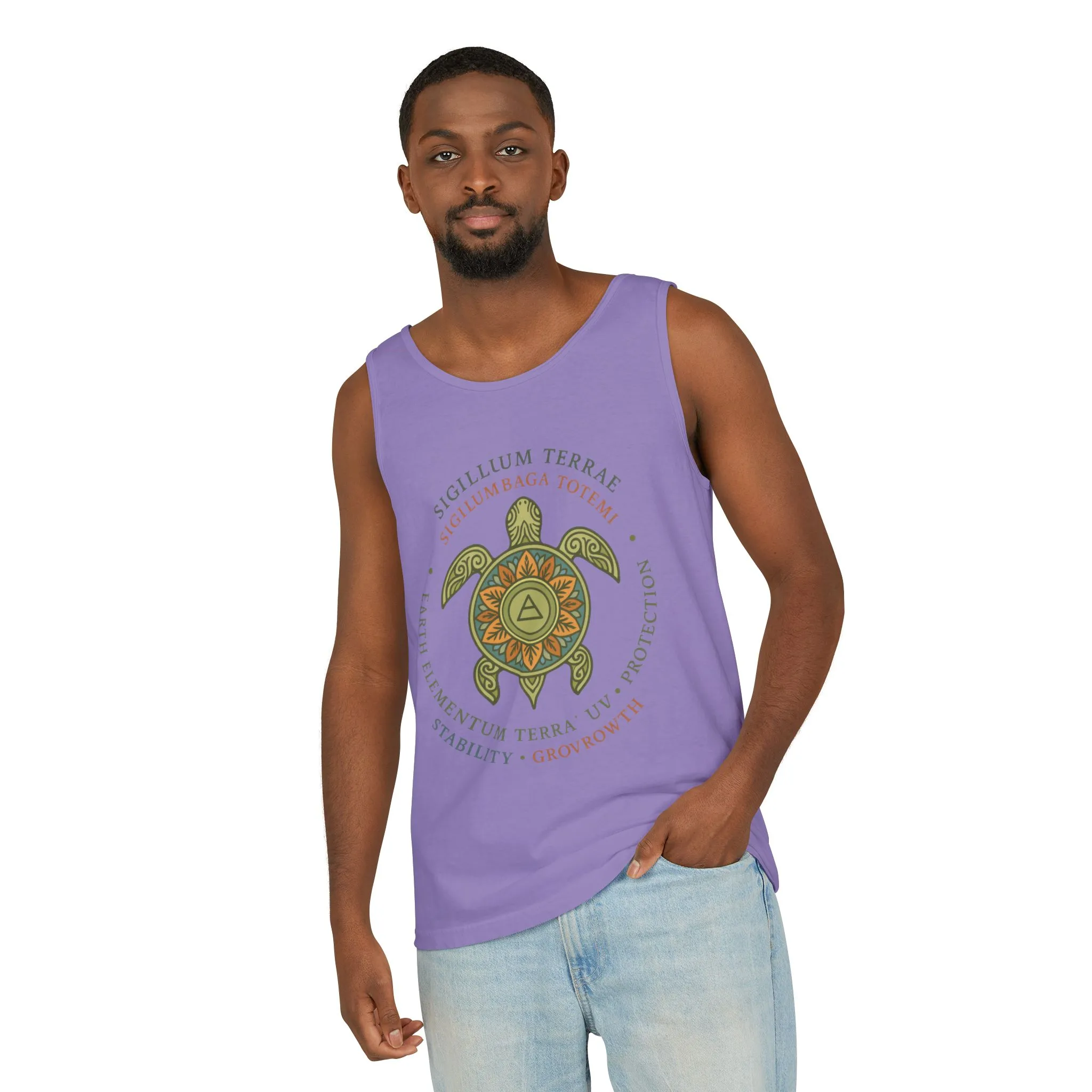 Earth Totem Turtle Womens Tank, Sigillum Terrae Symbol, Elemental Growth Tee, Nature-Inspired Tank Top with Protective Symbol, Beachwear - Image 27