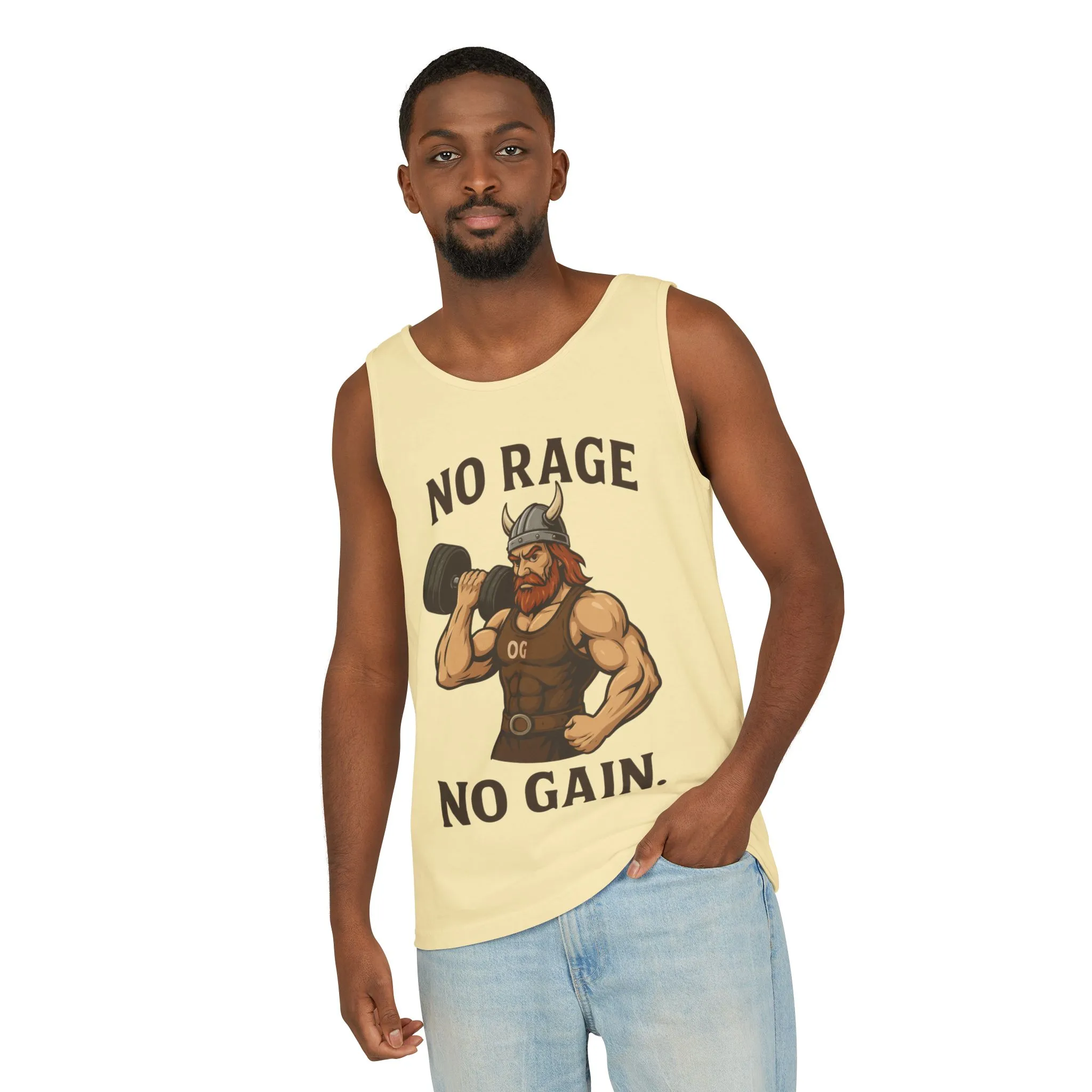 No Rage No Gain Viking Gym Tank Top, Funny Muscle Workout Tee, Barbarian Fitness Tank for Men, Gym Wear, Workout Gear, Casual Summer Outfit - Image 4