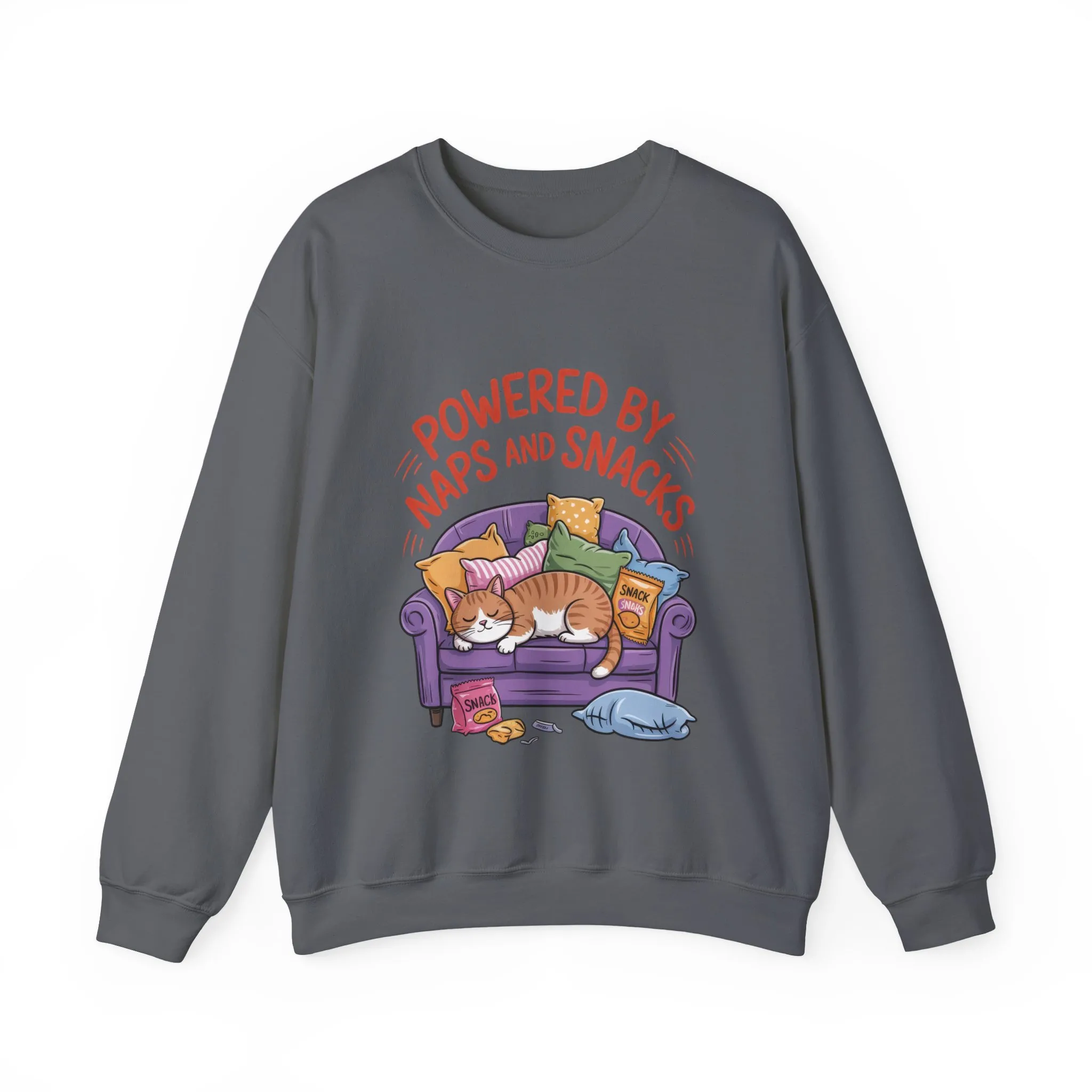 Powered by Naps and Snacks Sweatshirt, Cozy Lounge Crewneck, Gifts for Cat Lovers, Funny Cat Sweatshirt, Casual Everyday Wear - Image 19