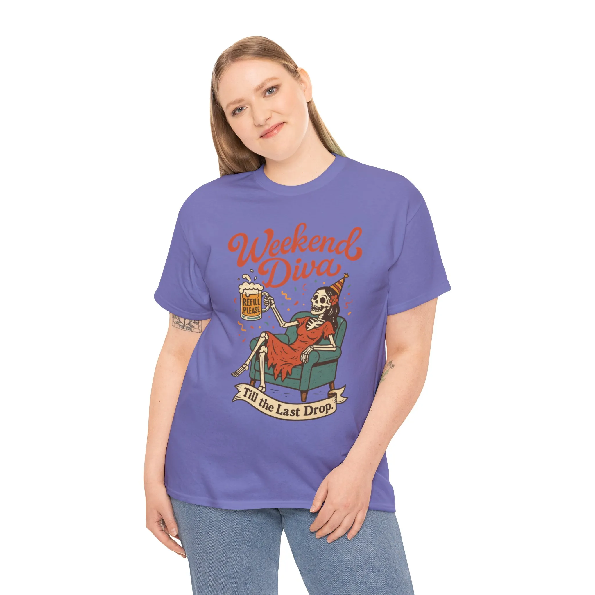 Weekend Diva Funny T-Shirt for Women, Skeleton Party Shirt, Till the Last Drop Tee, Funny Gift for Halloween, Weekend Vibes, Tee for Parties - Image 24