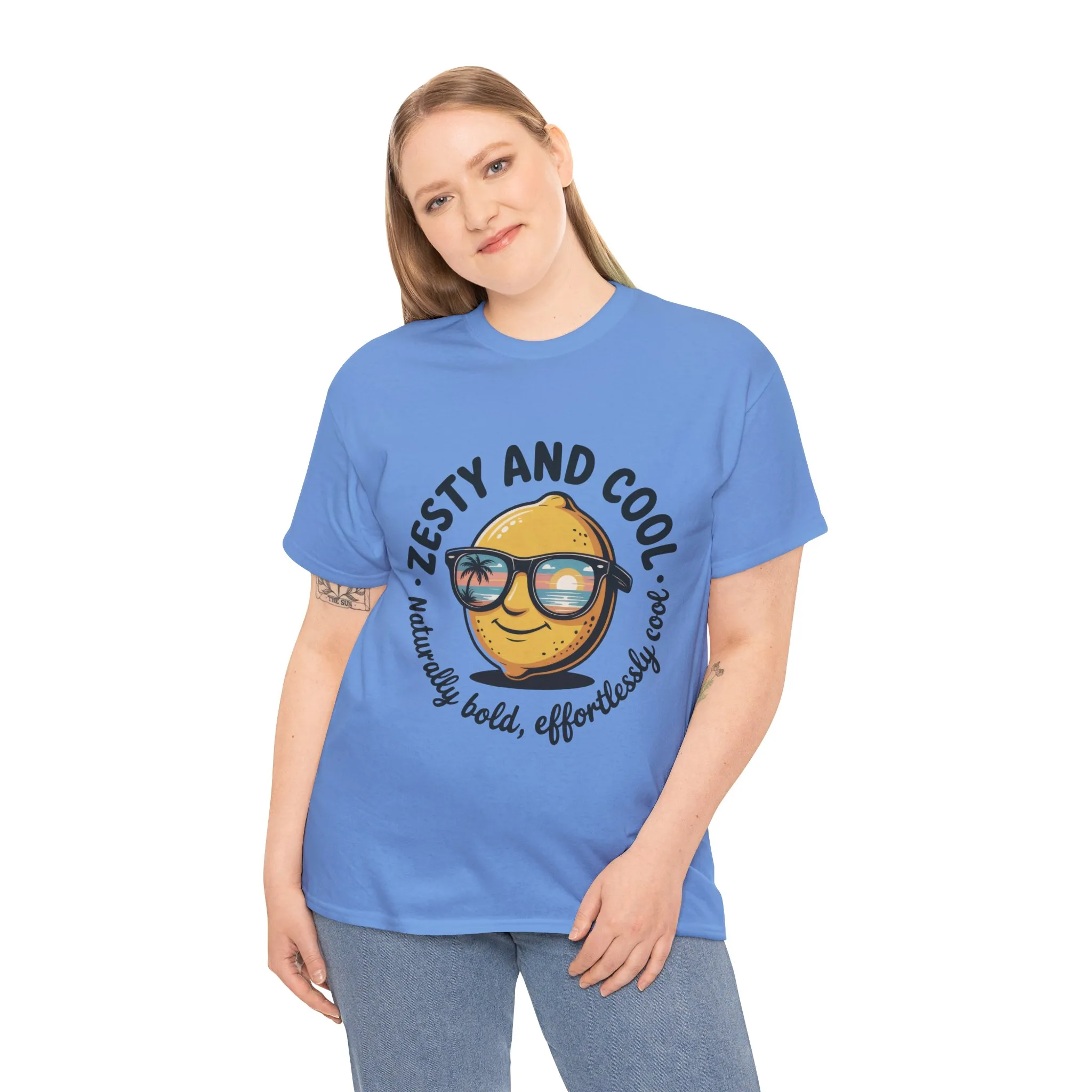 Zesty Lemon Tee, Womens Heavy Cotton T-Shirt, Funny Graphic Tee, Summer Apparel, Gift for Lemon Lovers, Casual Style, Funny Summer Tee - Image 15