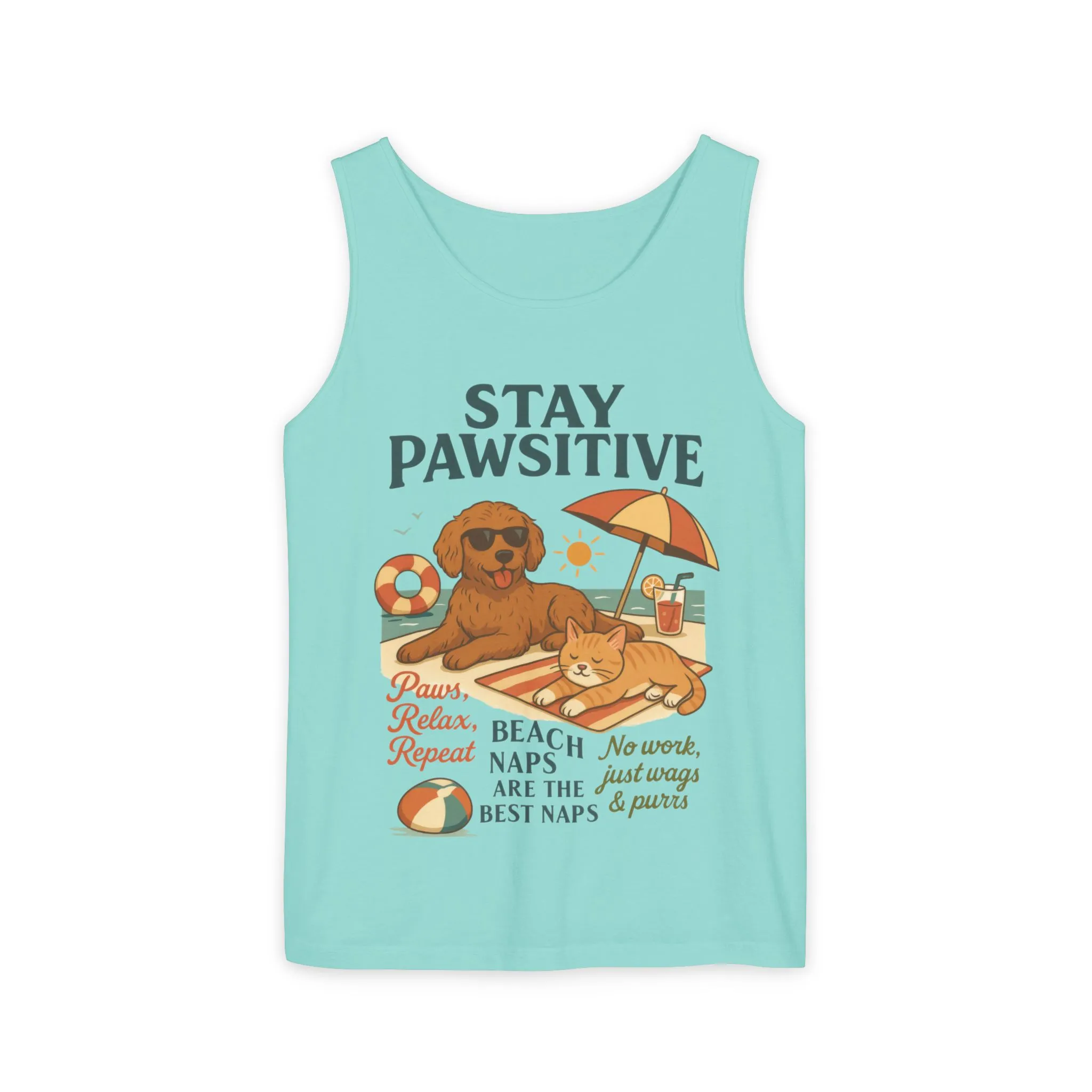 Stay Pawsitive Womens Tank, Cute Dog & Cat Beach Tee, Summer Pet Lover Tee, Animal Graphic Heavy Cotton Tee, Fun Pet Lovers Gift, Summer Top - Image 21