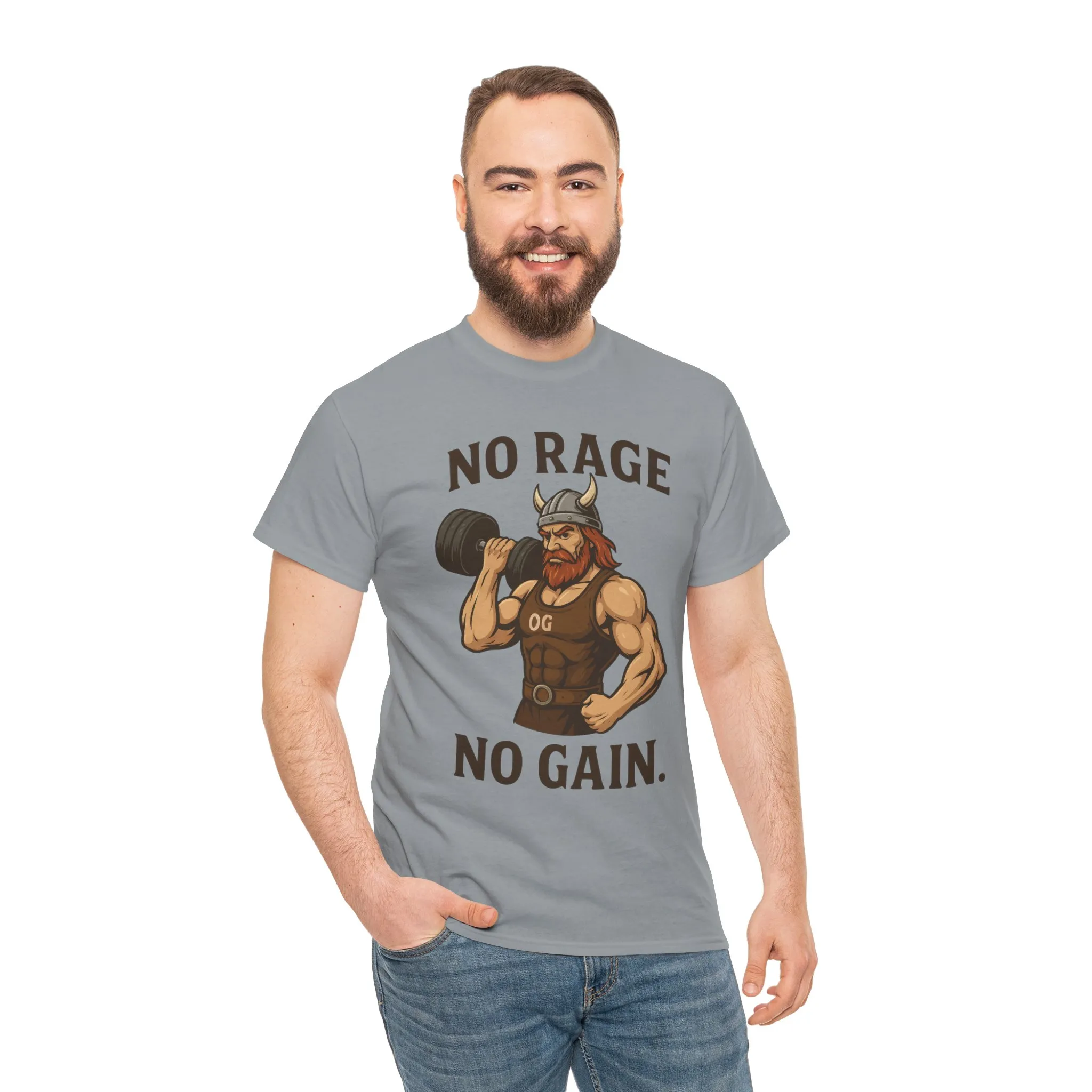No Rage No Gain Viking Gym Shirt, Funny Muscle Workout Tee, Barbarian Fitness T-Shirt for Men, Powerlifting Humor Shirt, Viking Lifting Gift - Image 14