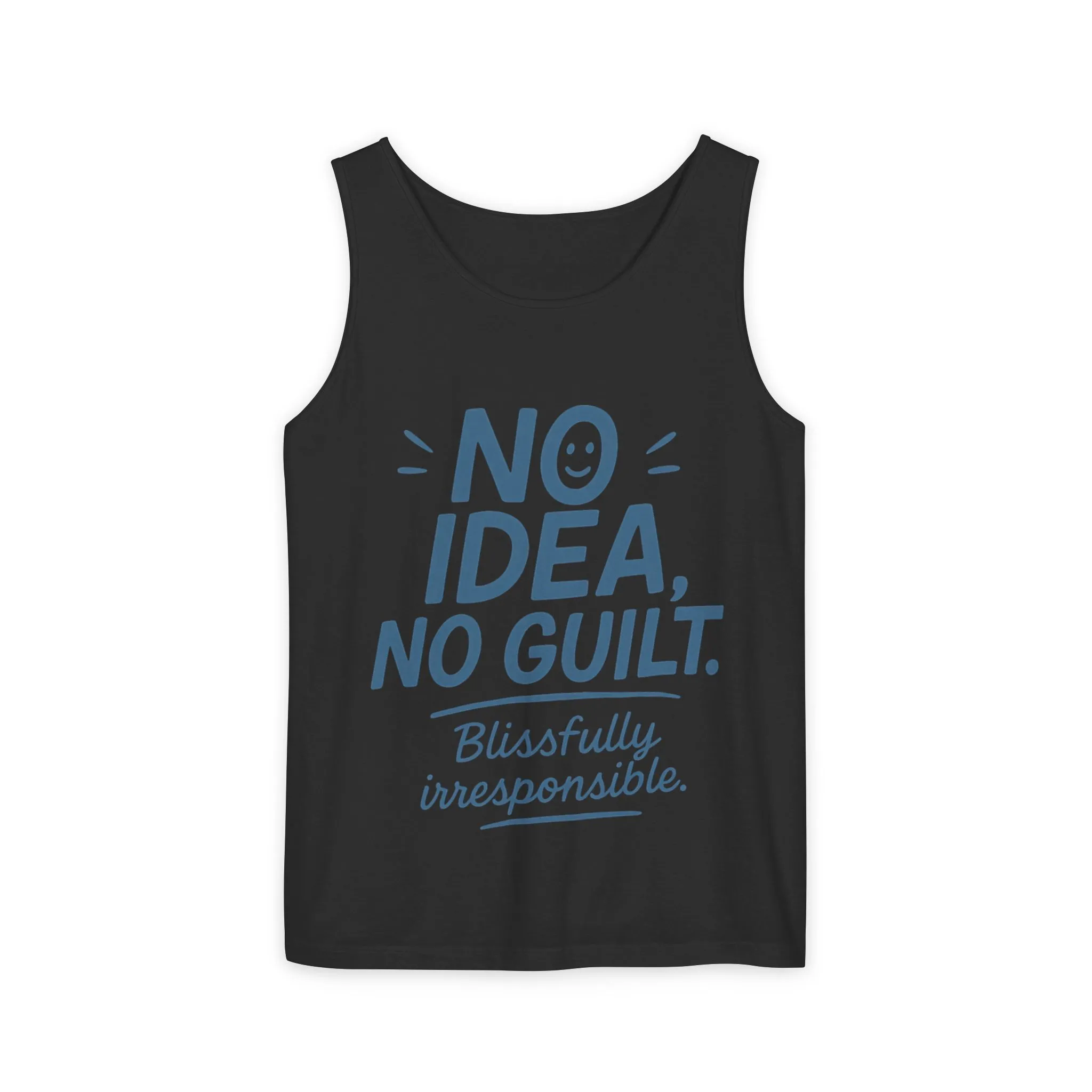 Mens Funny Tank Top, No Idea No Guilt Quote, Blissfully Irresponsible Gym Shirt, Casual Sleeveless Top, , Fun Party Shirt - Image 28