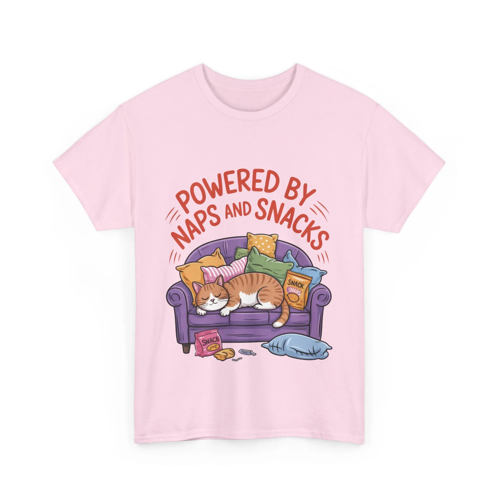 Powered by Naps and Snacks Cat T-Shirt, Funny Lazy Cat Lover Womens Tee, Cute Humor Shirt, Cozy Gift for Her, Cozy Cat Lover T-Shirt - Image 25