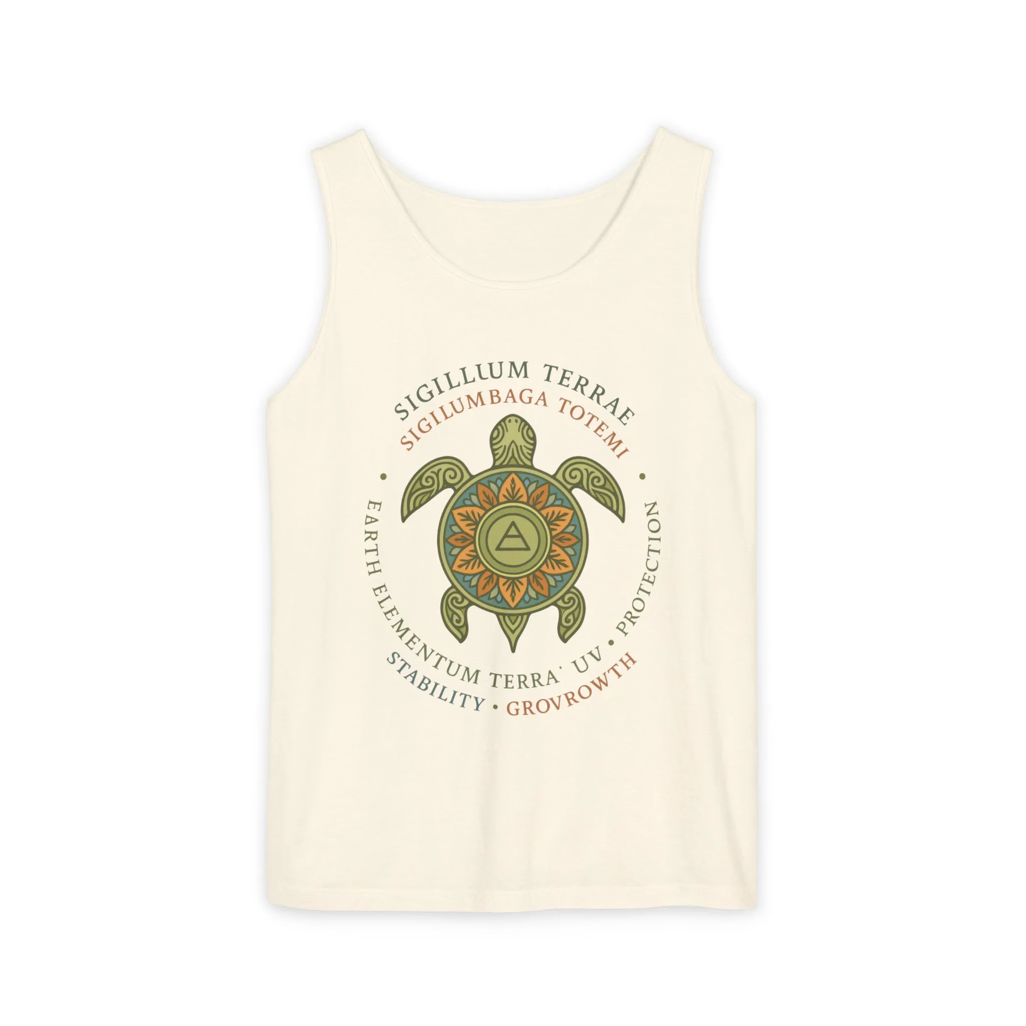 Earth Totem Turtle Womens Tank, Sigillum Terrae Symbol, Elemental Growth Tee, Nature-Inspired Tank Top with Protective Symbol, Beachwear - Image 7