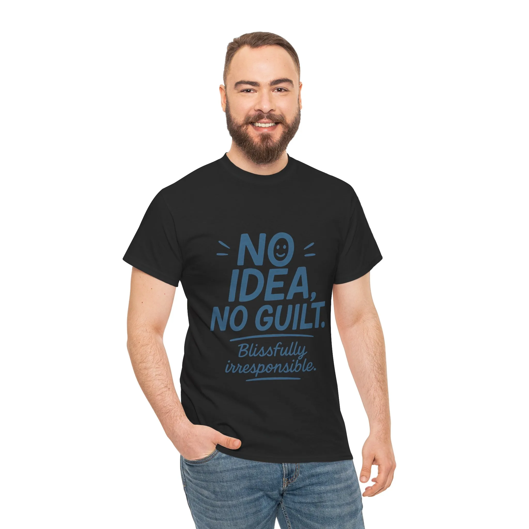 Funny No Idea Mens T-Shirt, No Guilt Blissfully Irresponsible Quote, Casual Relaxed Fit Tee, Humor Gift for Him, Humorous T-Shirt - Image 8