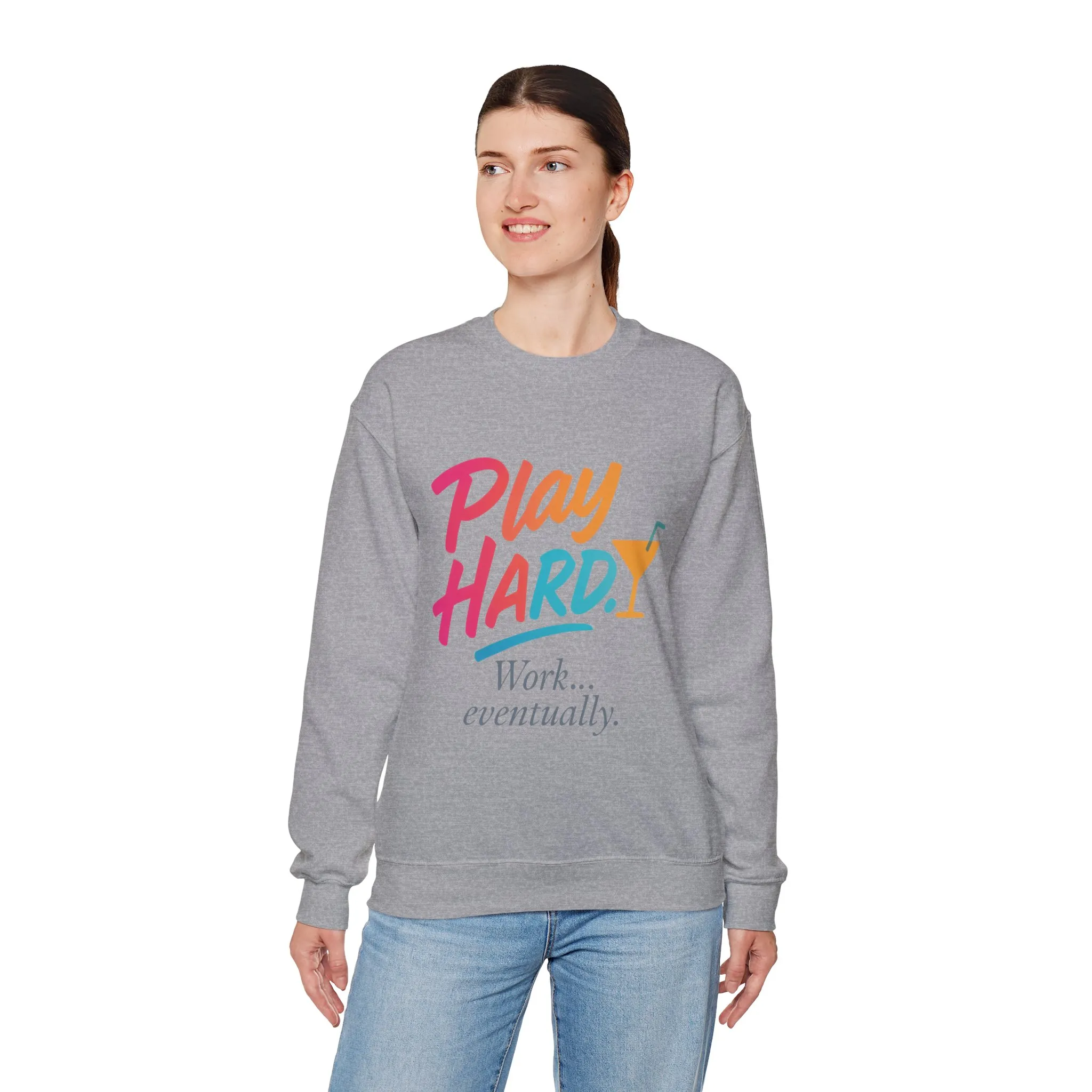 Play Hard Work Eventually Sweatshirt, Funny Cocktail Graphic Tee, Womens Party Sweatshirt, Relaxed Vacation Top, Cozy Style - Image 30