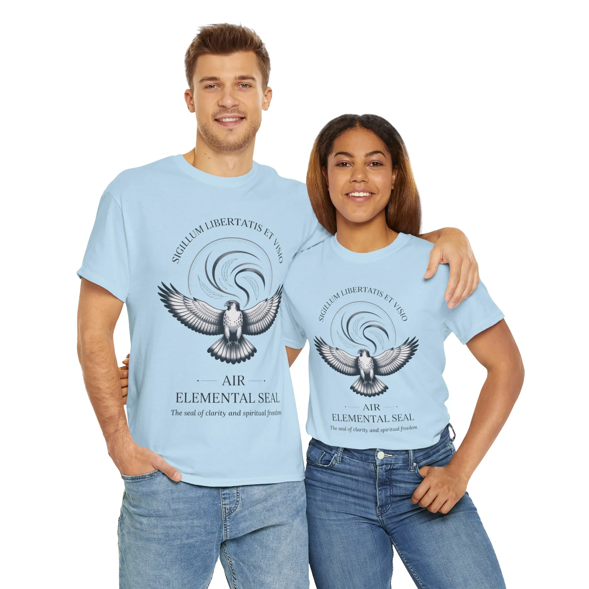 Air Elemental Seal Unisex Cotton Tee, Clarity & Spiritual Freedom Symbol Tee, Unisex Elemental Shirt, Vision Totem Gift, Spiritual Gift - Image 30
