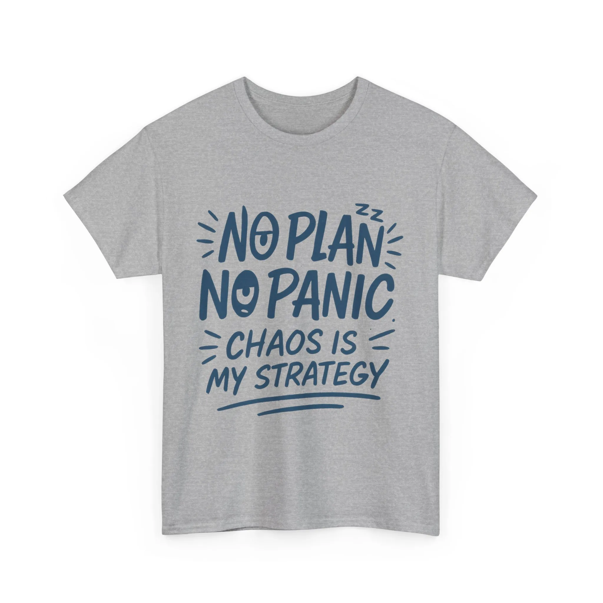 Funny Chaos Strategy T-Shirt, No Plan No Panic Quote Shirt, Cute Tee for Women, Humorous Gift Idea, Casual Relaxed Fit Top - Image 7