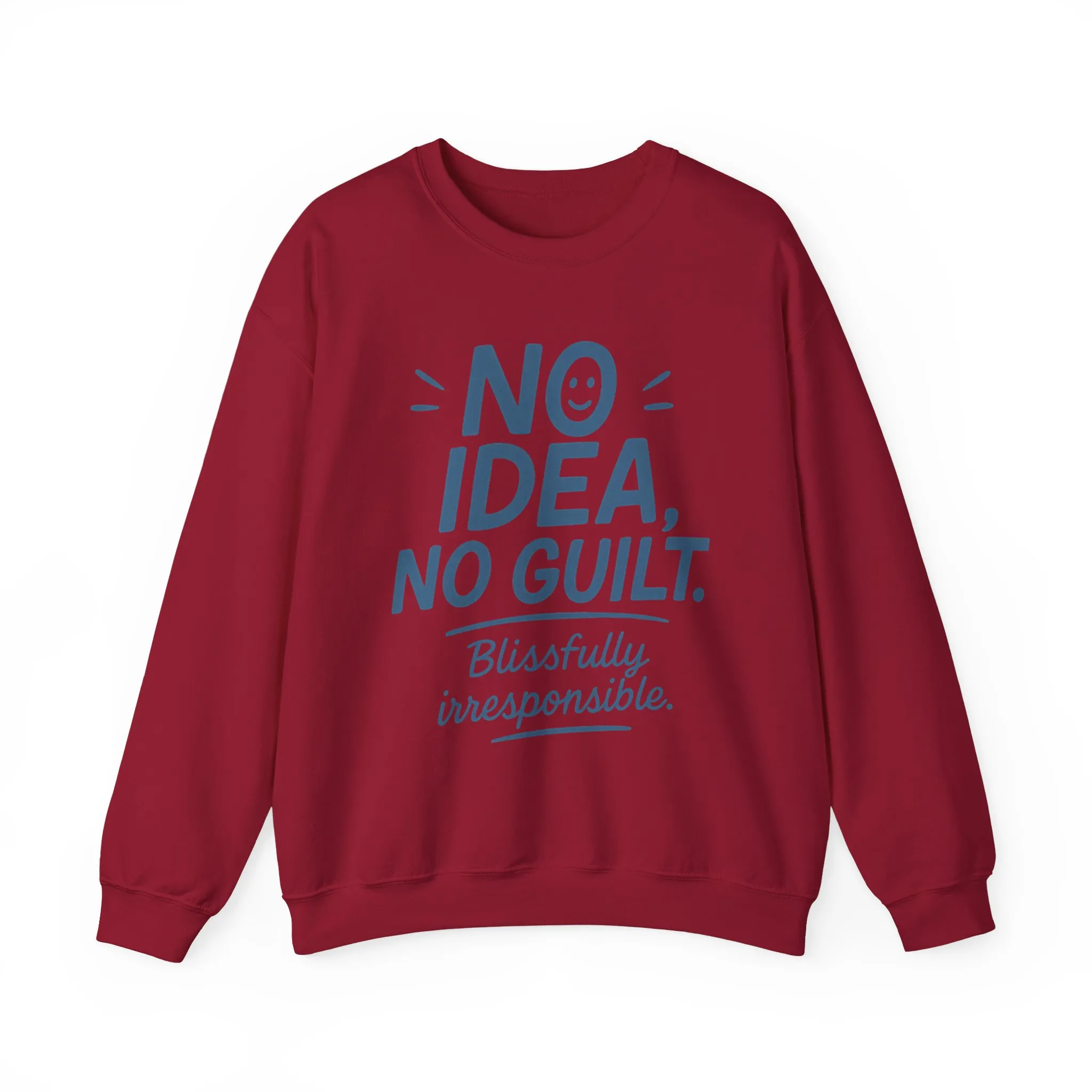 Funny Womens Sweatshirt, No Idea No Guilt Quote, Blissfully Irresponsible Cozy Pullover, Relaxed Fit Gift for Her, Gift for Friends - Image 28