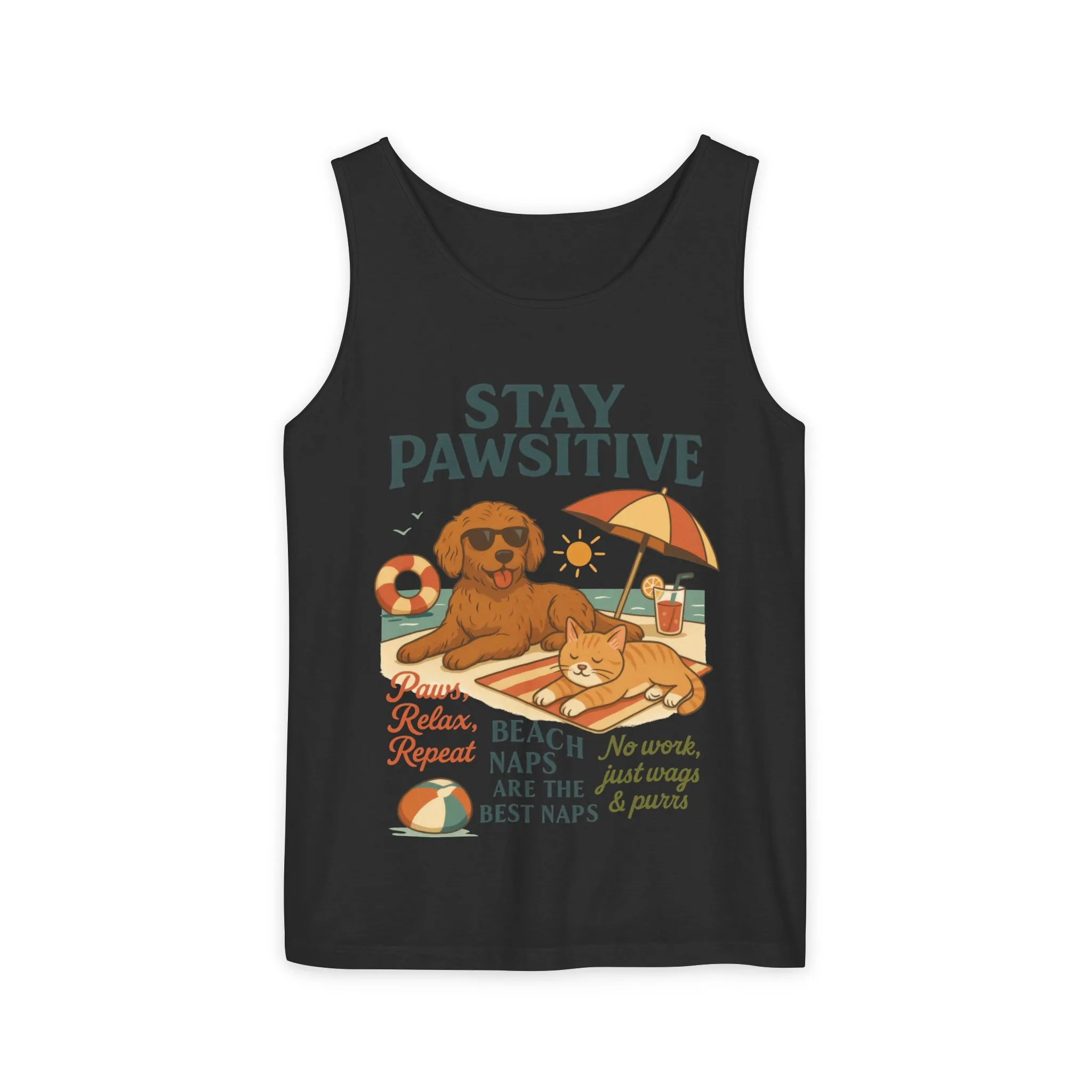 Stay Pawsitive Womens Tank, Cute Dog & Cat Beach Tee, Summer Pet Lover Tee, Animal Graphic Heavy Cotton Tee, Fun Pet Lovers Gift, Summer Top - Image 15
